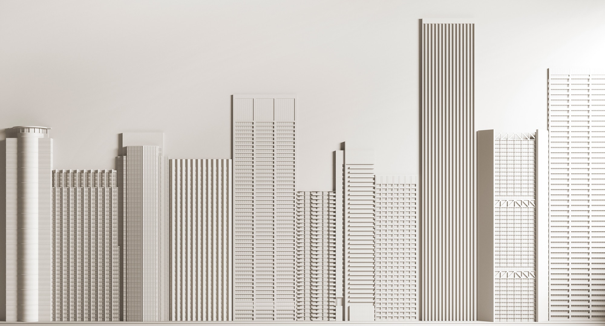 living walls Vliestapete »Fototapete Skyline in Beige Weiß Modern Architekt« matt glatt