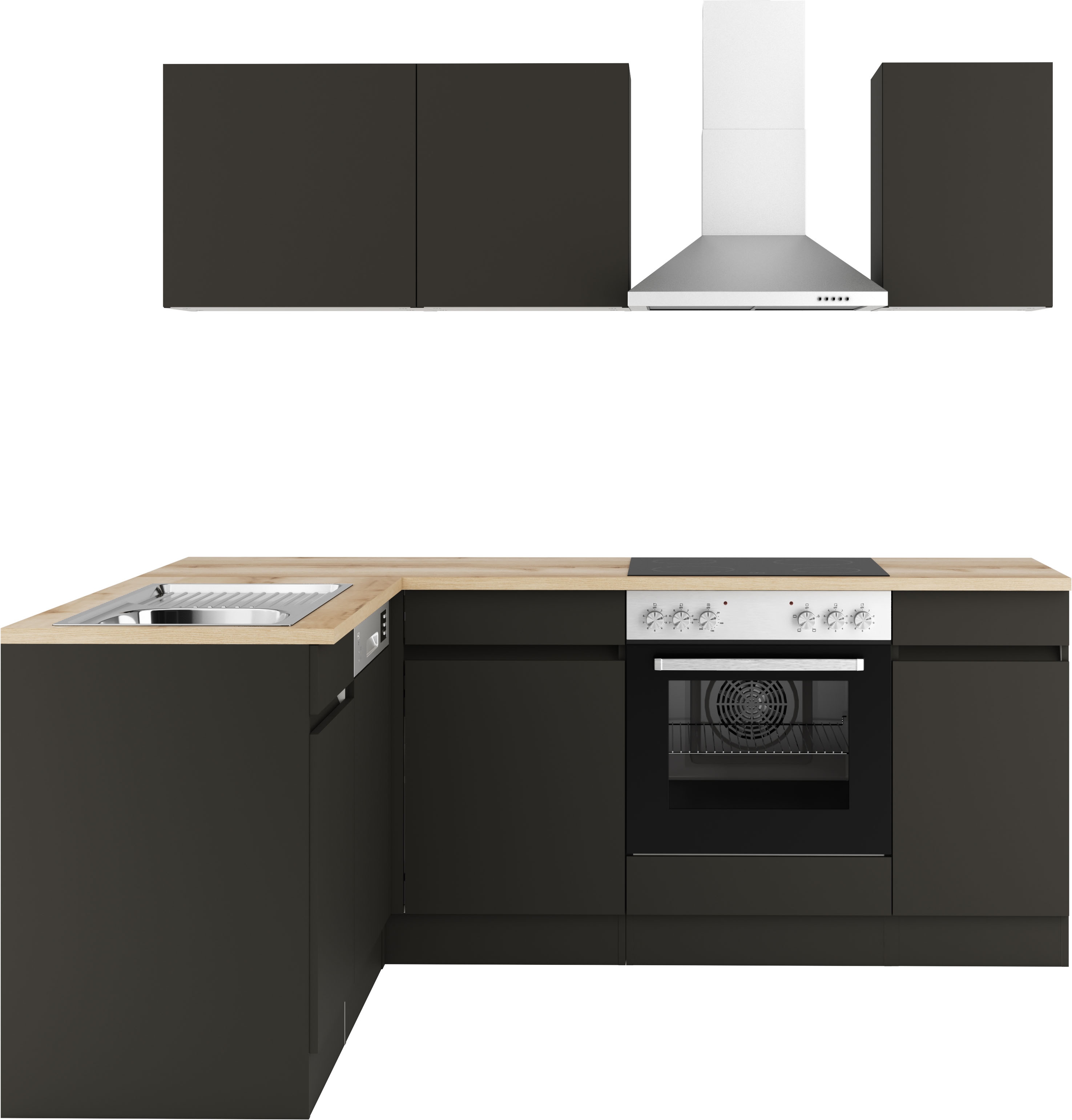 OPTIFIT Küchenzeile "Roth" Stellmaße 210x175 cm, wahlweise mit E-Geräten, Push-to-Open