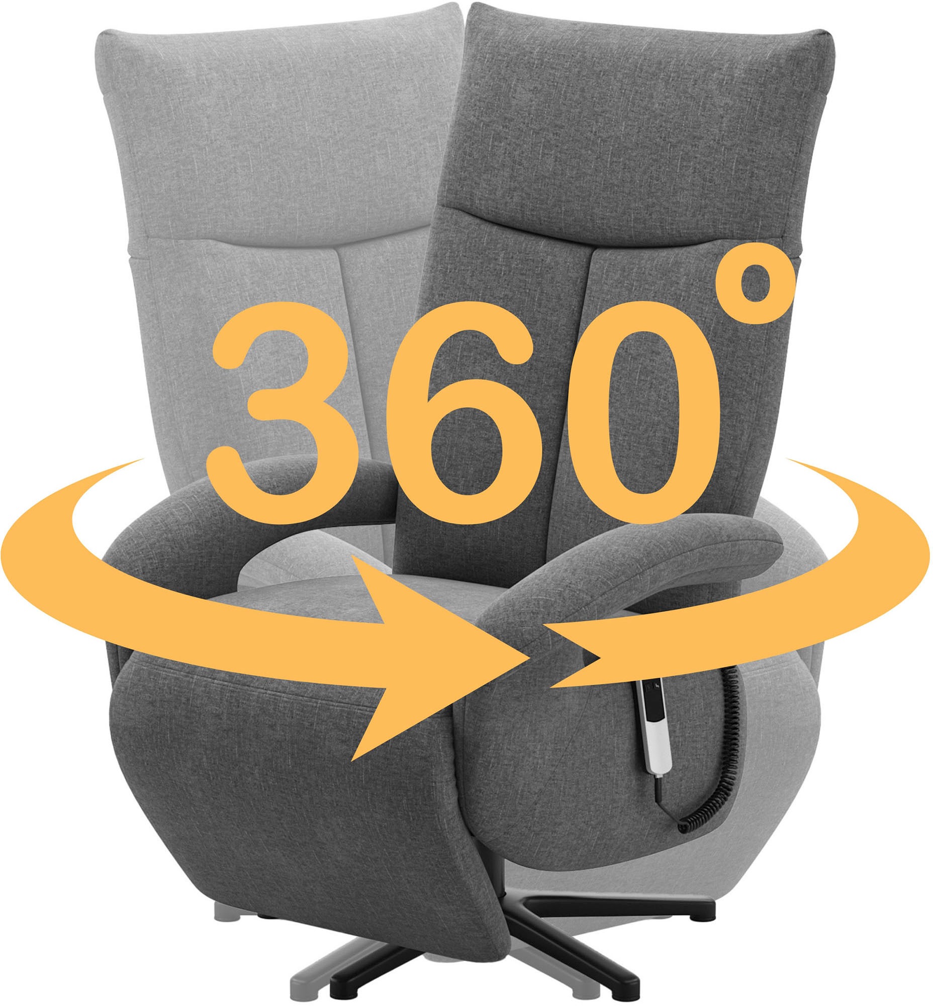 sit&more TV-Sessel »Zoe, inkl. Kopfteilverstellung & 360° Drehfunktion« wahlweise mit 2 Motoren, Akku & Aufstehhilfe