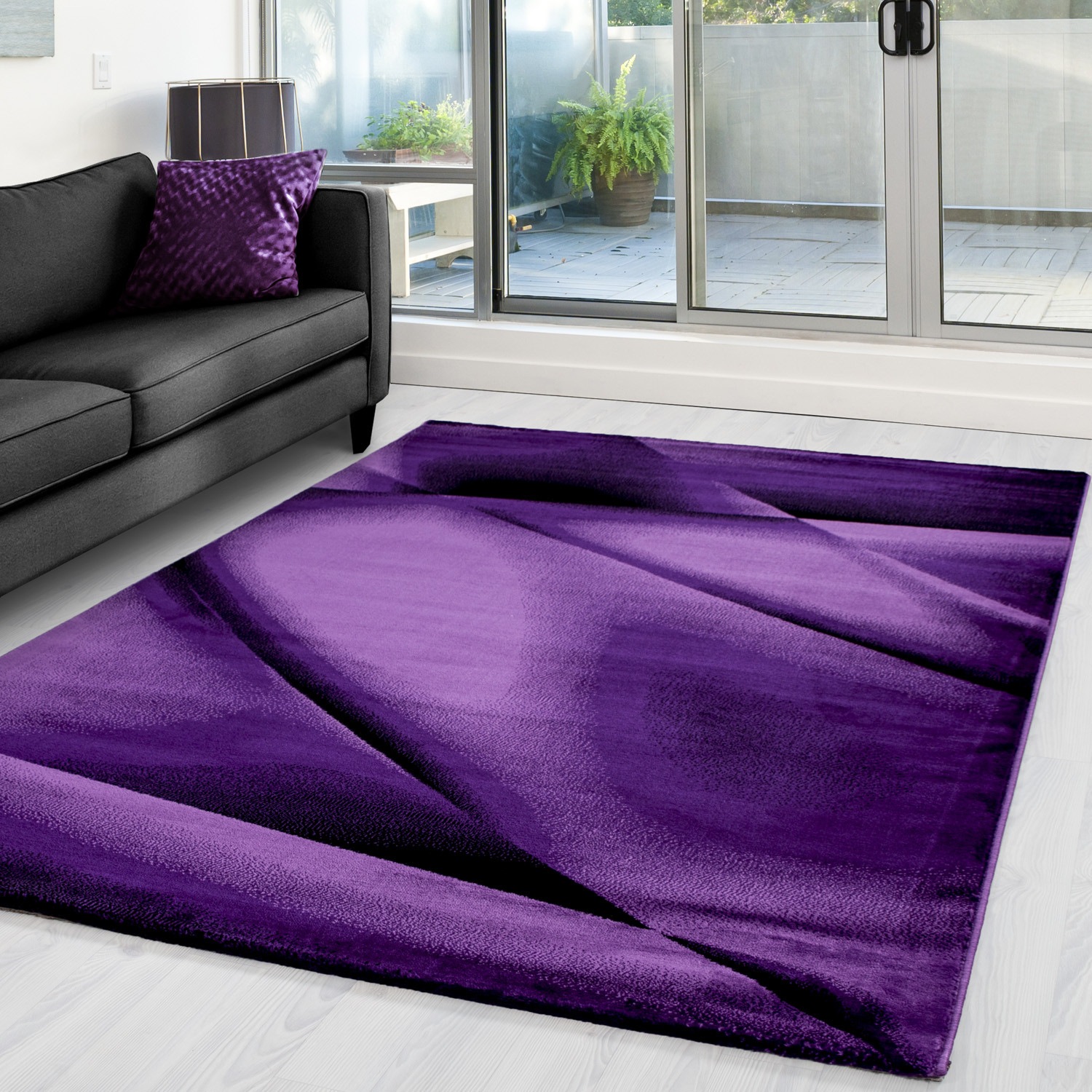 Teppich AYYILDIZ TEPPICHE "MIAMI 6590", lila, B:140cm H:12mm L:200cm, Polypropylen, Teppiche, Teppich, Läufer, strapazierfähig / pflegeleicht/ Kurzflorteppich