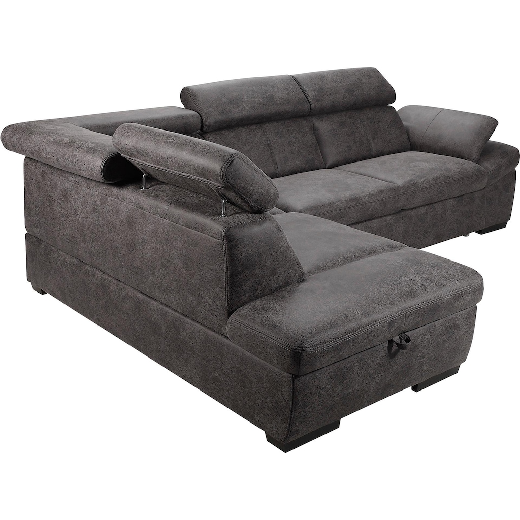 exxpo - sofa fashion Ecksofa »Salerno, L-Form«, inkl. Kopf- und Armteilverstellung, wahlweise mit Bettfunktion