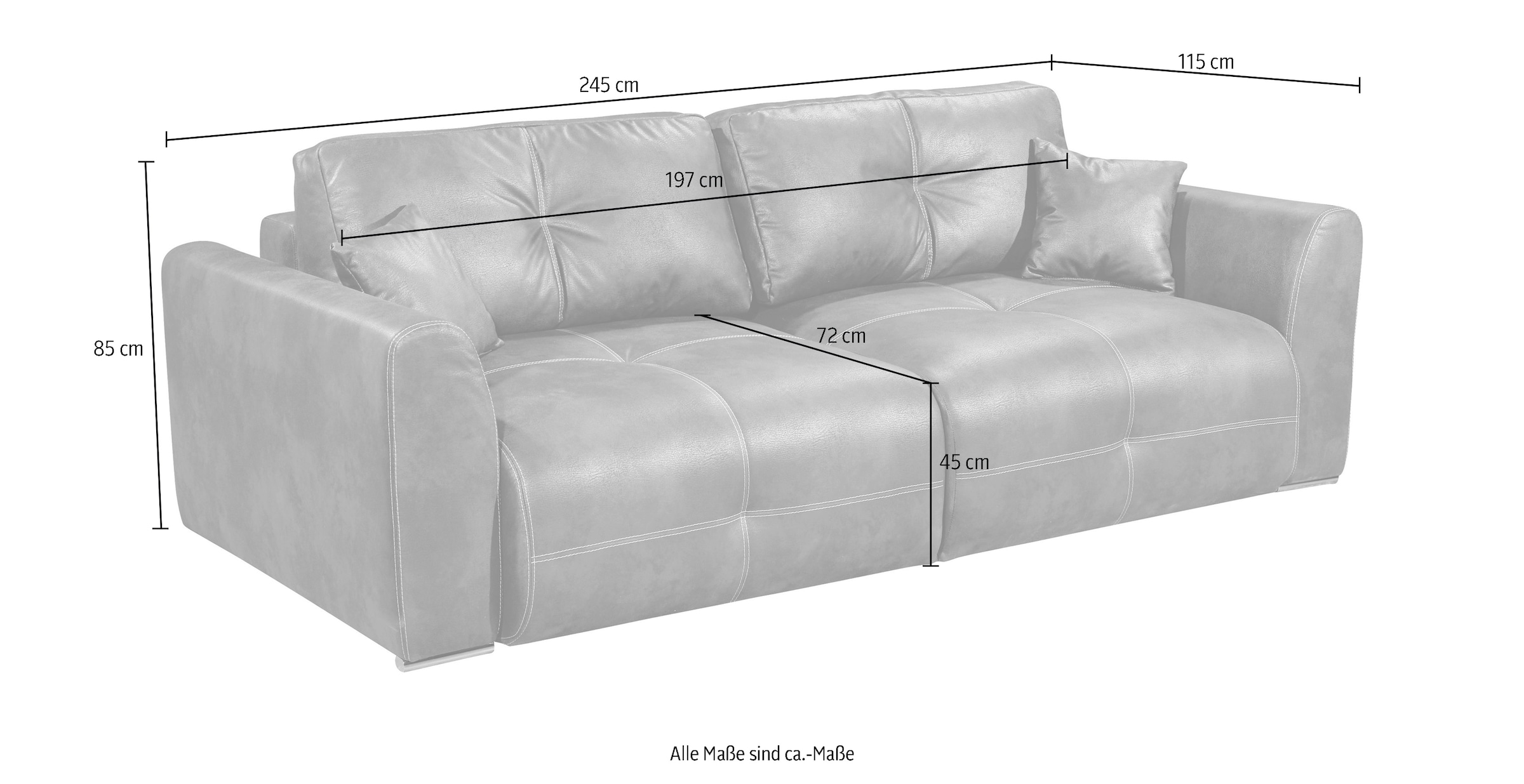 ED EXCITING DESIGN Schlafsofa »Dolan«, mit Bettkasten & 2 Zierkissen
