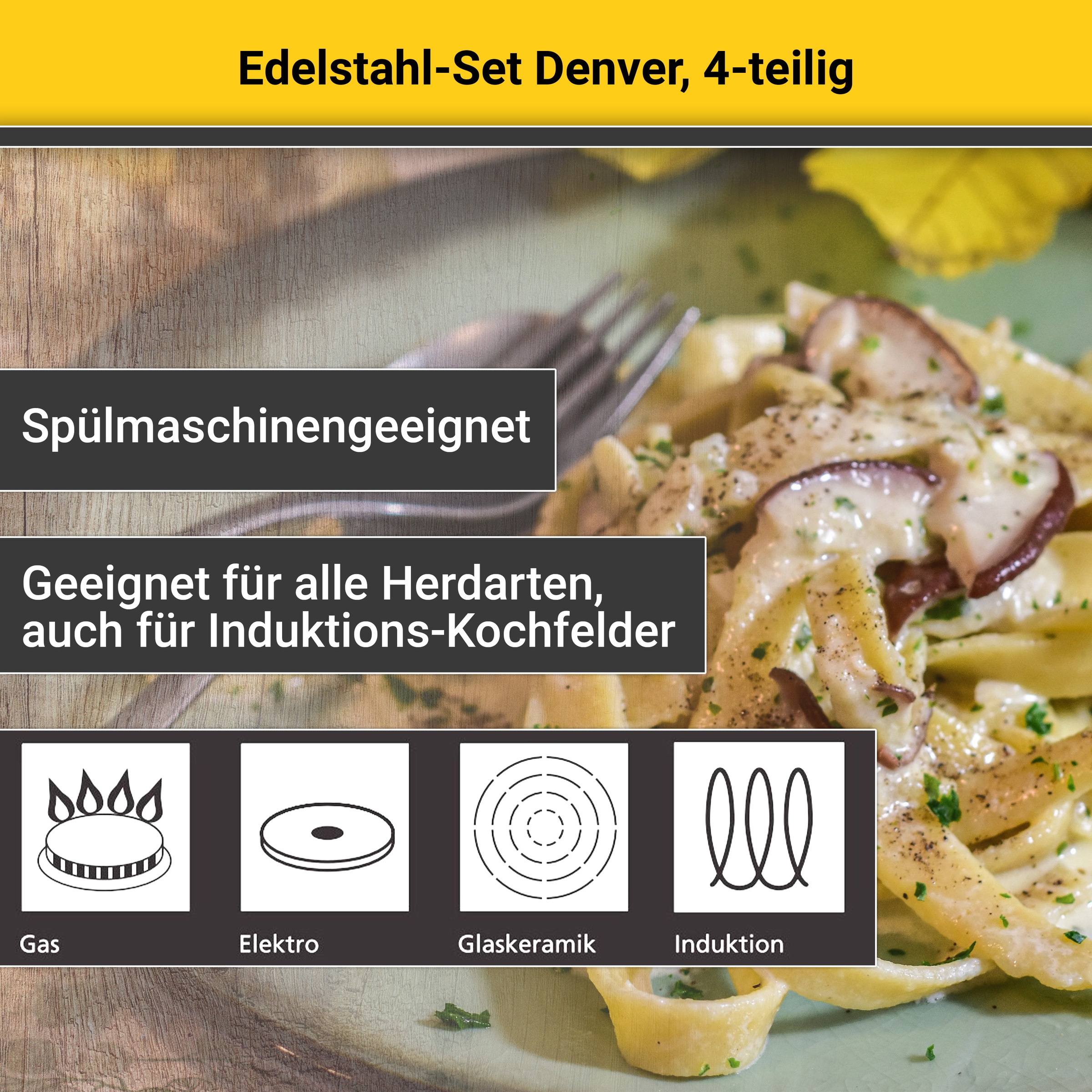 Krüger Topf-Set »Denver«, Edelstahl, (Set, 7 tlg.), für Induktions-Kochfelder geeignet