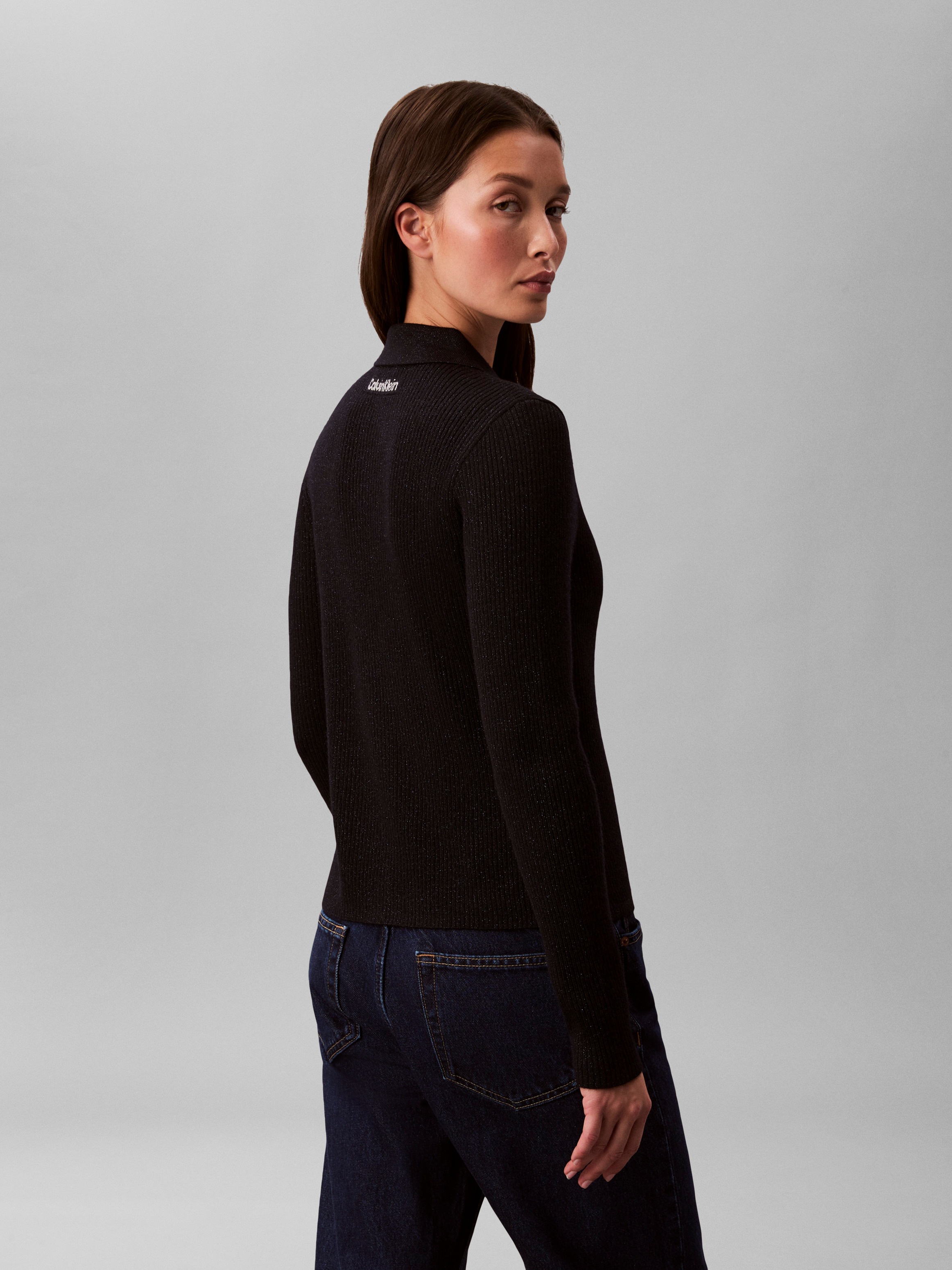 Calvin Klein Jeans Strickjacke Regular fit mit Glitzer und Rundhalsausschni günstig online kaufen