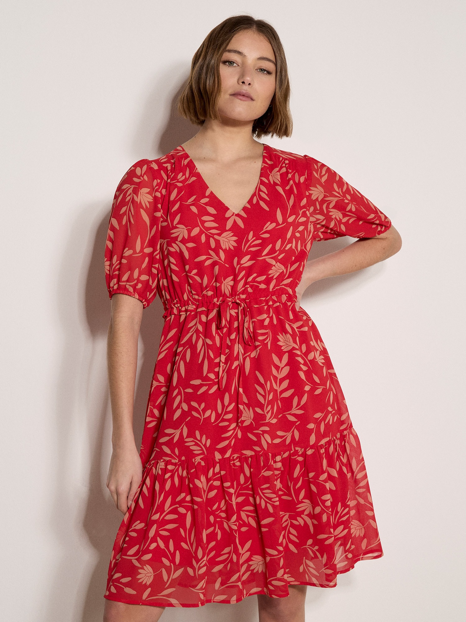 Apricot Minikleid "Silhouette Leaf Mini-Kleid mit Kordelzug"