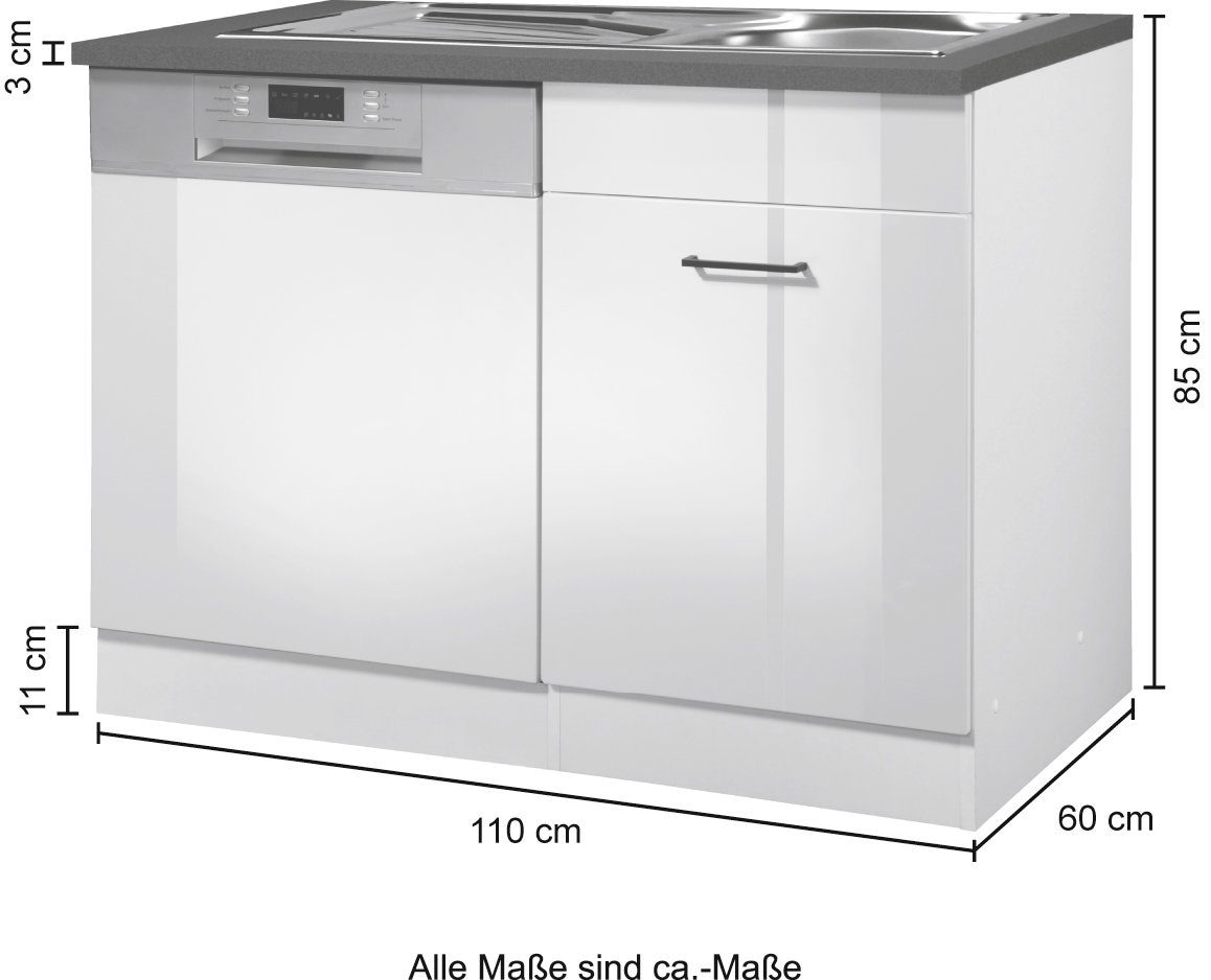 KOCHSTATION Spülenschrank »KS-Trier«, Breite 110 cm, inkl. Möbelfront für Geschirrspüler