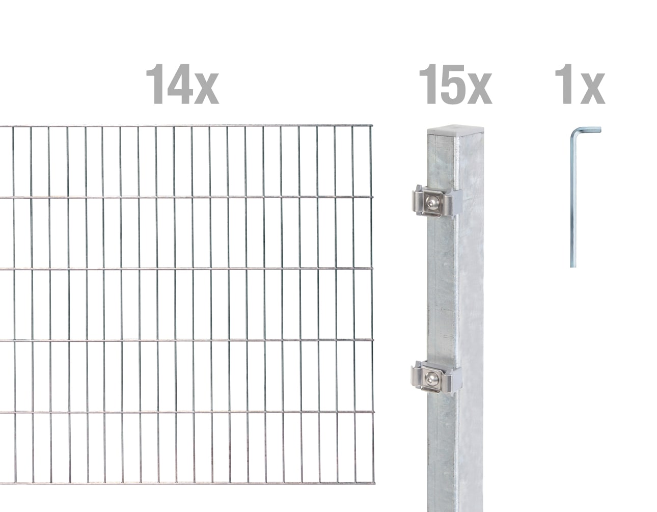 Alberts Doppelstabmattenzaun "Grundset" Höhe: 80-200 cm, Gesamtlänge: 4-30 m, zum Einbetonieren
