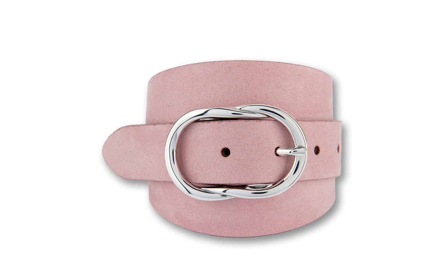 Ledergürtel BERND GÖTZ "Ledergürtel in samtigem Velours mit Designschließe", Damen, Gr. 100, rosa, Rindsleder, Gürtel Ledergürtel