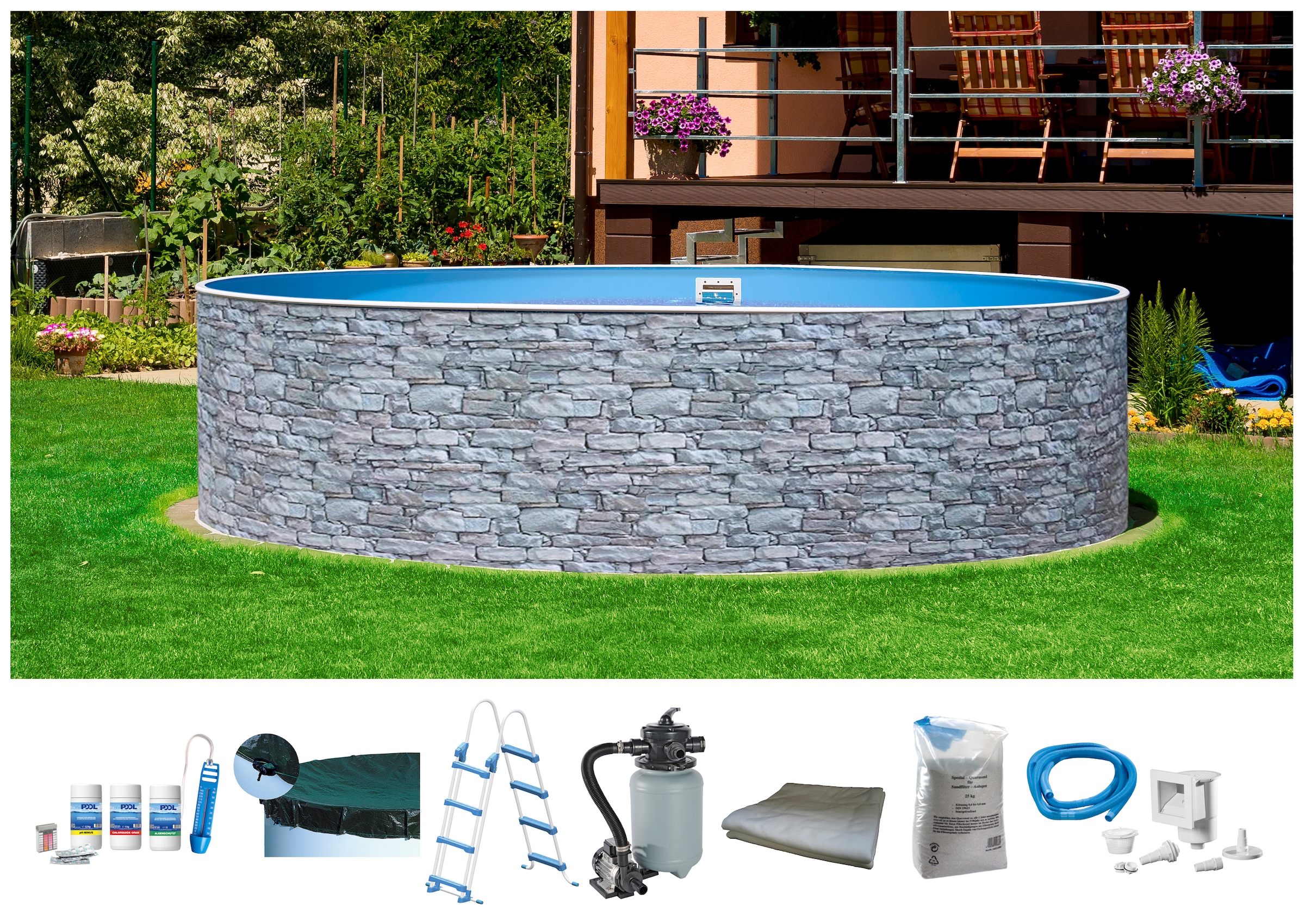 my POOL BWT Rundpool "STONE 3" Steindekor, in verschiedenen Größen günstig online kaufen