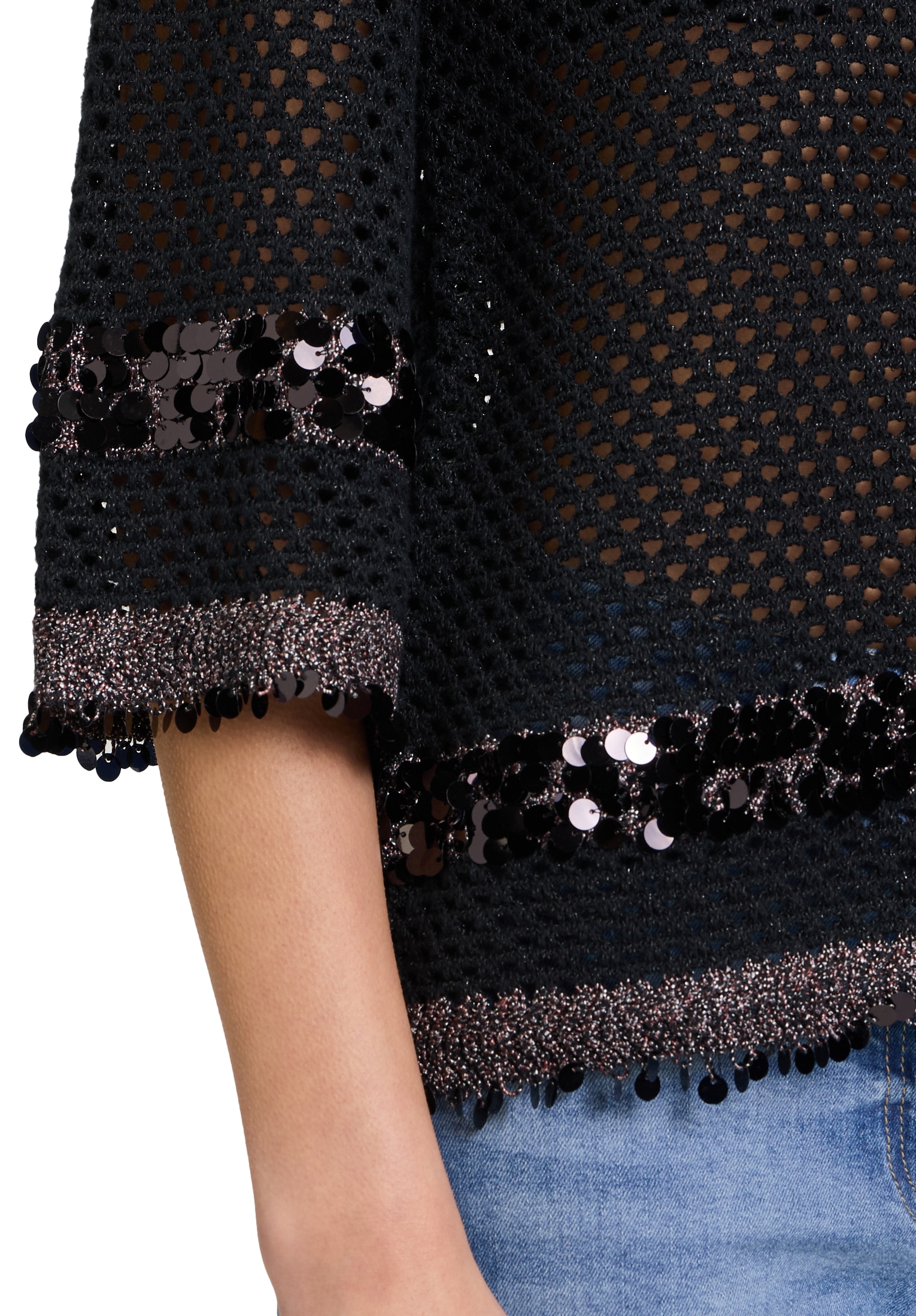 Betty Barclay Strickpullover »Betty Barclay Strickpullover mit Lochmuster«, (1 tlg.), Pailletten