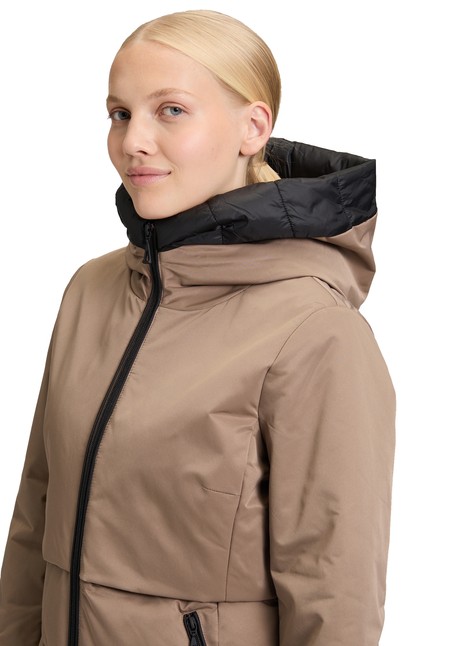 Amber & June Winterjacke »Amber & June Damen Wintermantel mit Kapuze«, mit Kapuze