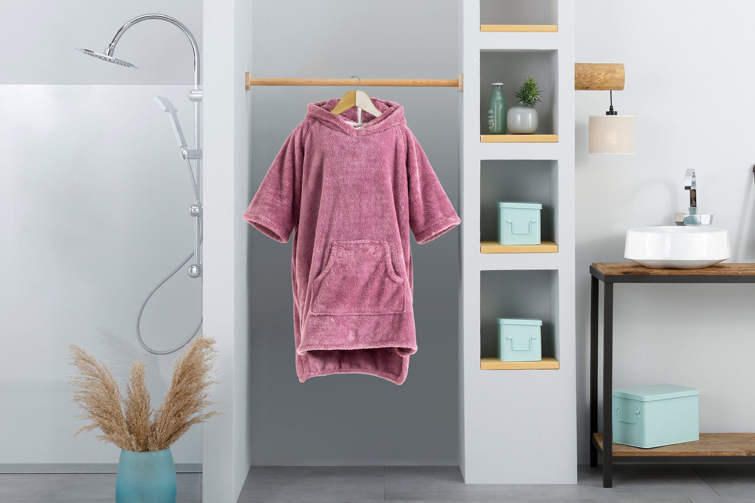 my home Badeponcho »Lillou, für Kinder, ideal für Urlaub oder im Schwimmbad«, (1 St.), weich und kuschelig, Fleece, plüsch, Surfponcho