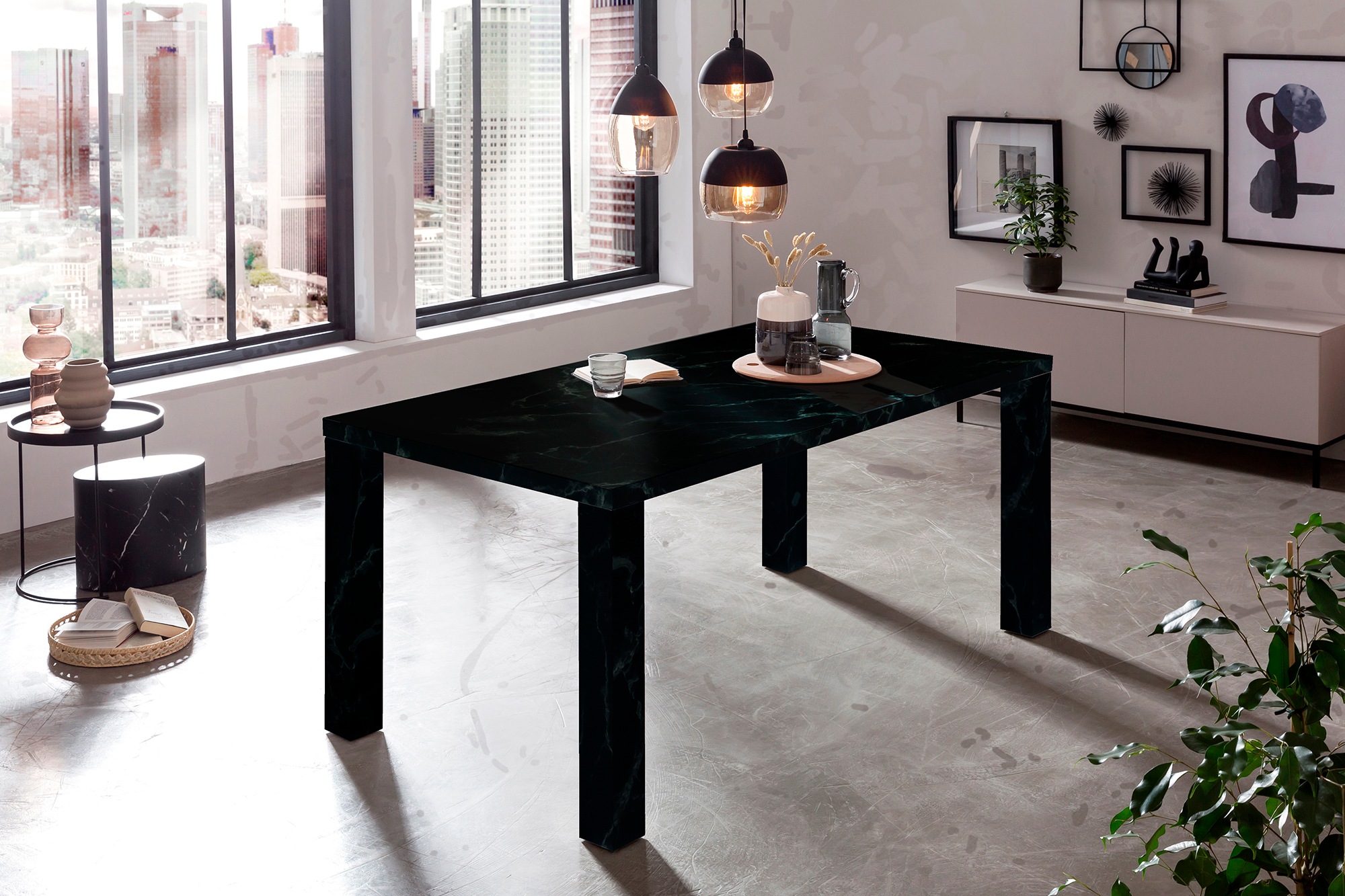 SALESFEVER Esstisch Schwarz 180x90x76cm 3