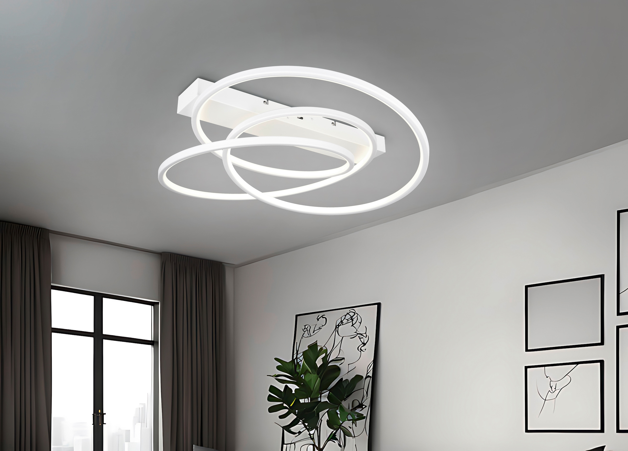 TRIO Leuchten LED Deckenleuchte »DARVIN, LED Deckenlampe 34W 4500 Lumen, dimmbar Lichtfarbe einstellbar«, 1 flammig, Leuchtmittel LED-Board | LED fest integriert, CCT 2300/3000/4000K warmweiß-kaltweiß, Deckenlampe Büro Wohnzimmer