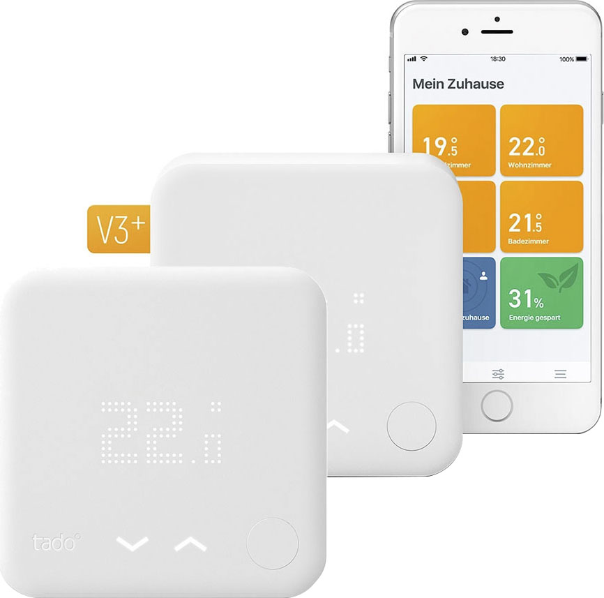 Heizkörperthermostat »Starter Kit mit 2 Smarten Thermostaten V3+ (Verkabelt)...