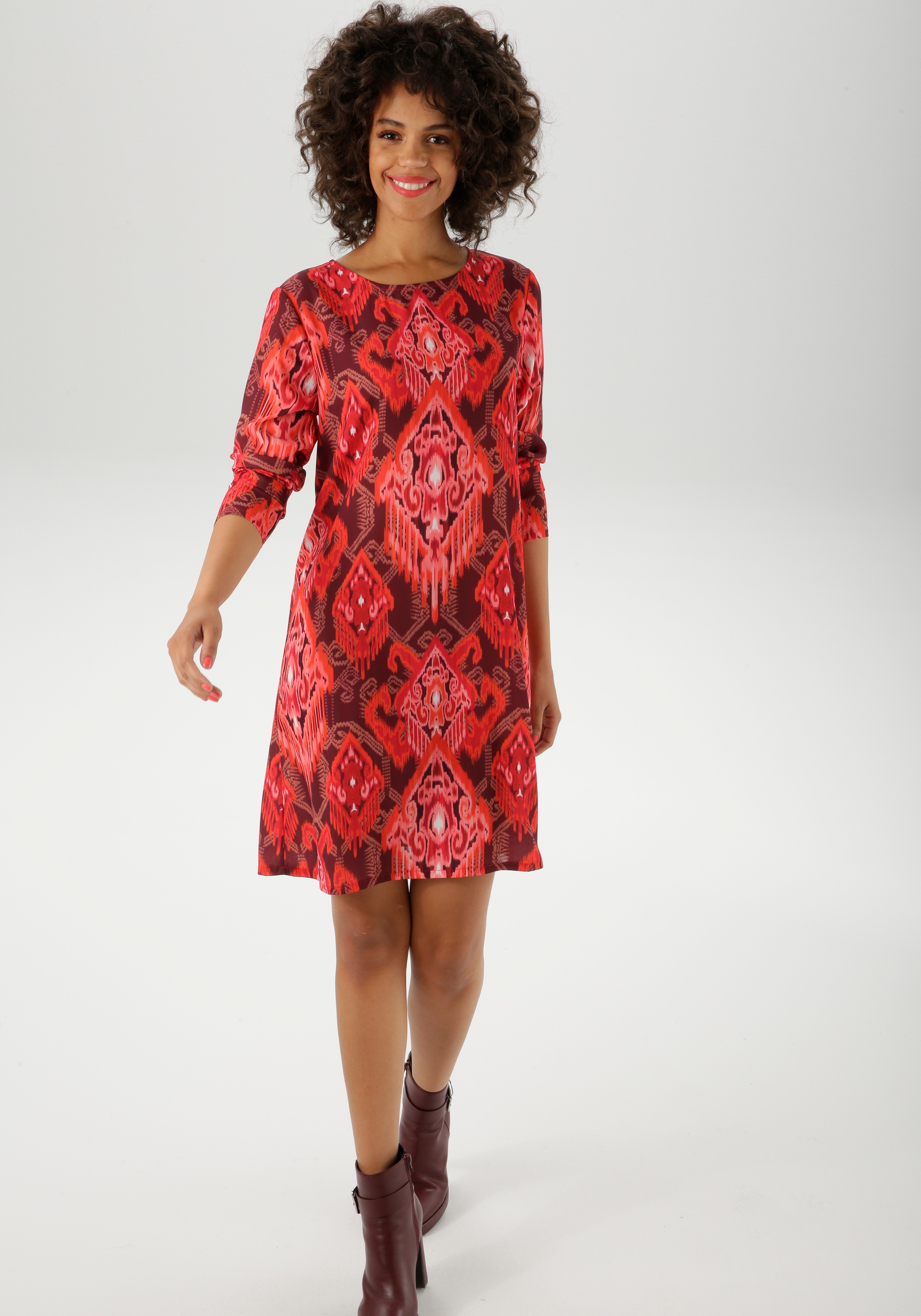 Aniston CASUAL Minikleid mit farbharmonischem Folklore-Druck günstig online kaufen