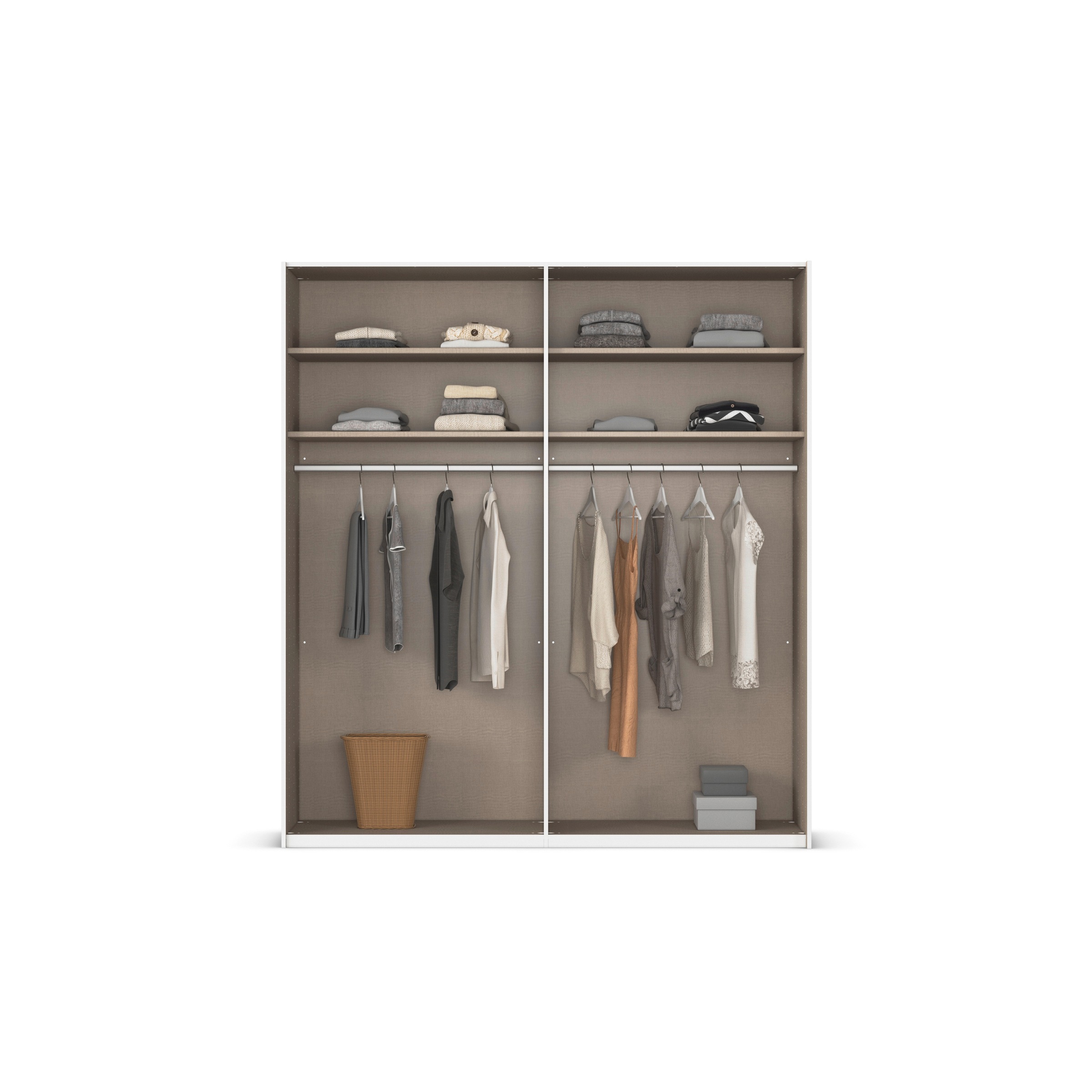 rauch Schwebetürenschrank »Kleiderschrank Schrank Garderobe Schlafzimmerschrank EVELYN«, in elegantem Stil, in 5 Breiten, Griffe in Korpusfarbe MADE IN GERMANY