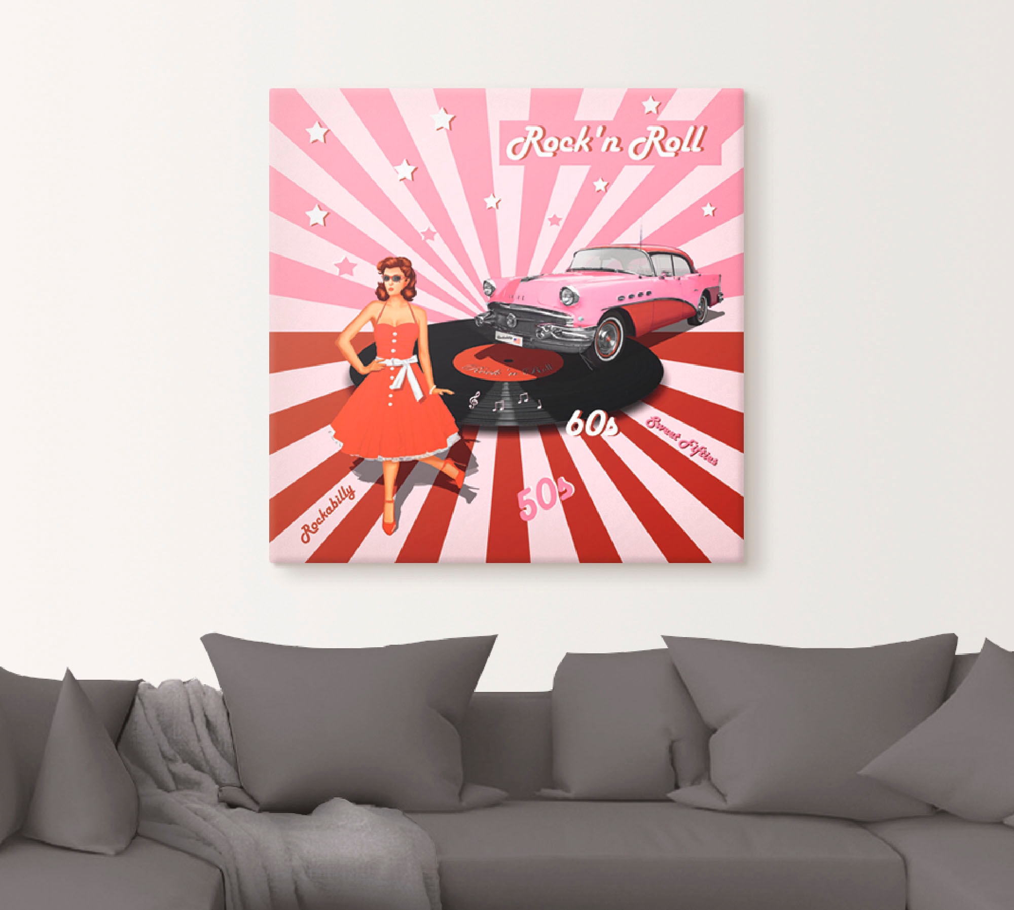 Artland Wandbild »Rock'n Roll die 50er Jahre«, Auto, (1 St.), als Alubild, Outdoorbild, Leinwandbild, Poster, Wandaufkleber