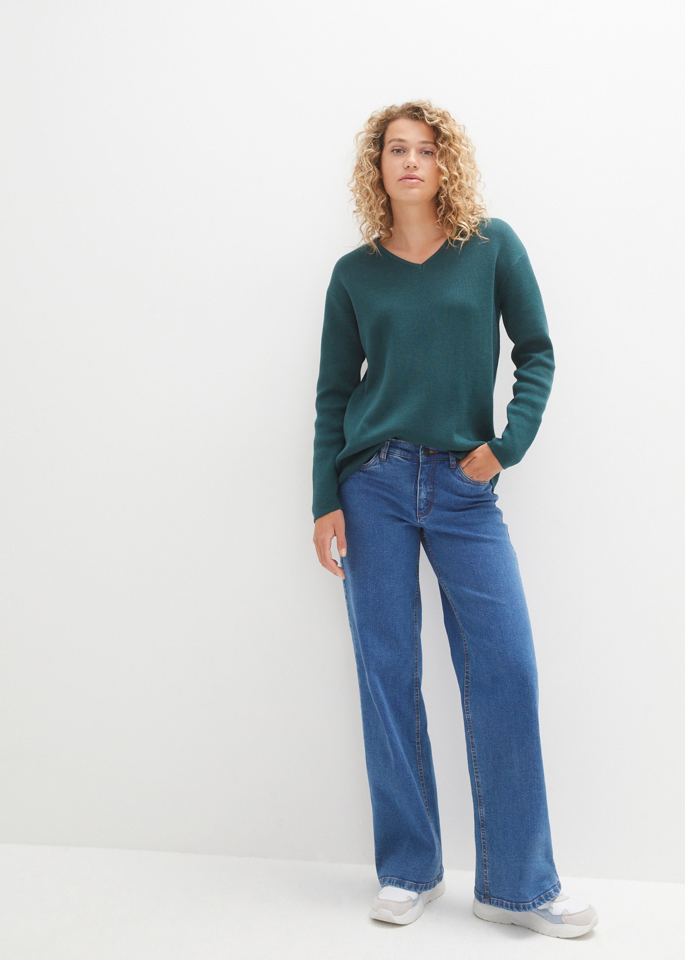 Thumbnail - bonprix Strickpullover "Milano Rib Pullover mit V-Ausschnitt" Milano Rib Pullover mit V-Ausschnitt
