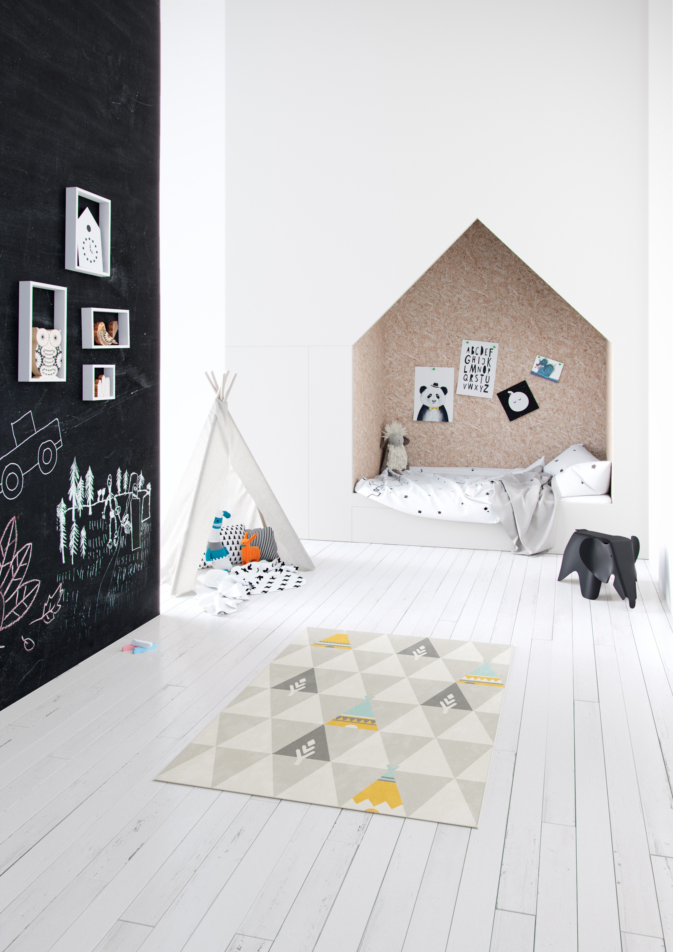 Primaflor-Ideen in Textil Kinderteppich »COCOON - Tippitraum«, rechteckig, 6 mm Höhe, Kurzflor, Motiv Dreiecke