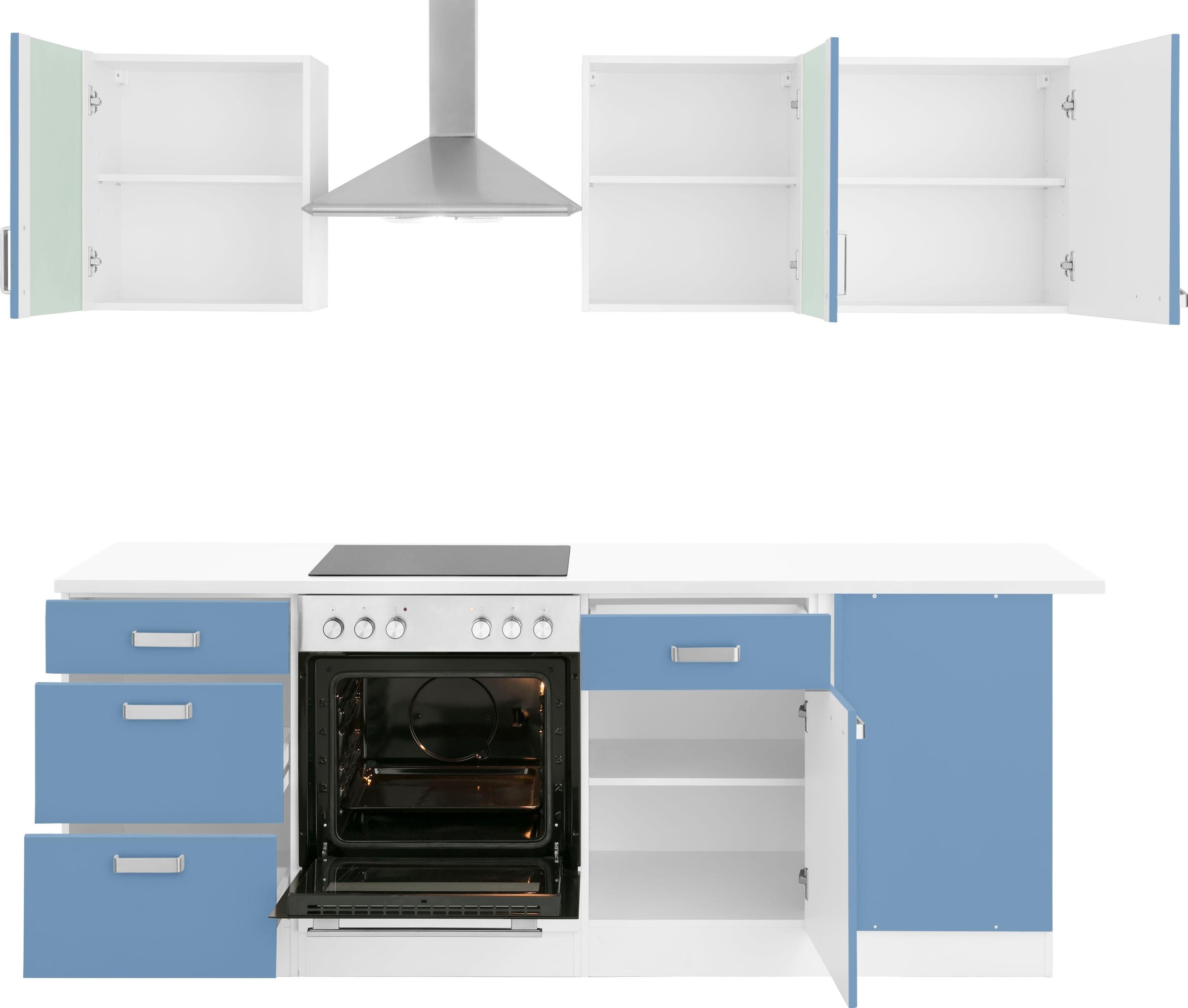 wiho Küchen Winkelküche »Husum«, mit E-Geräten, Stellbreite 220 x 170 cm