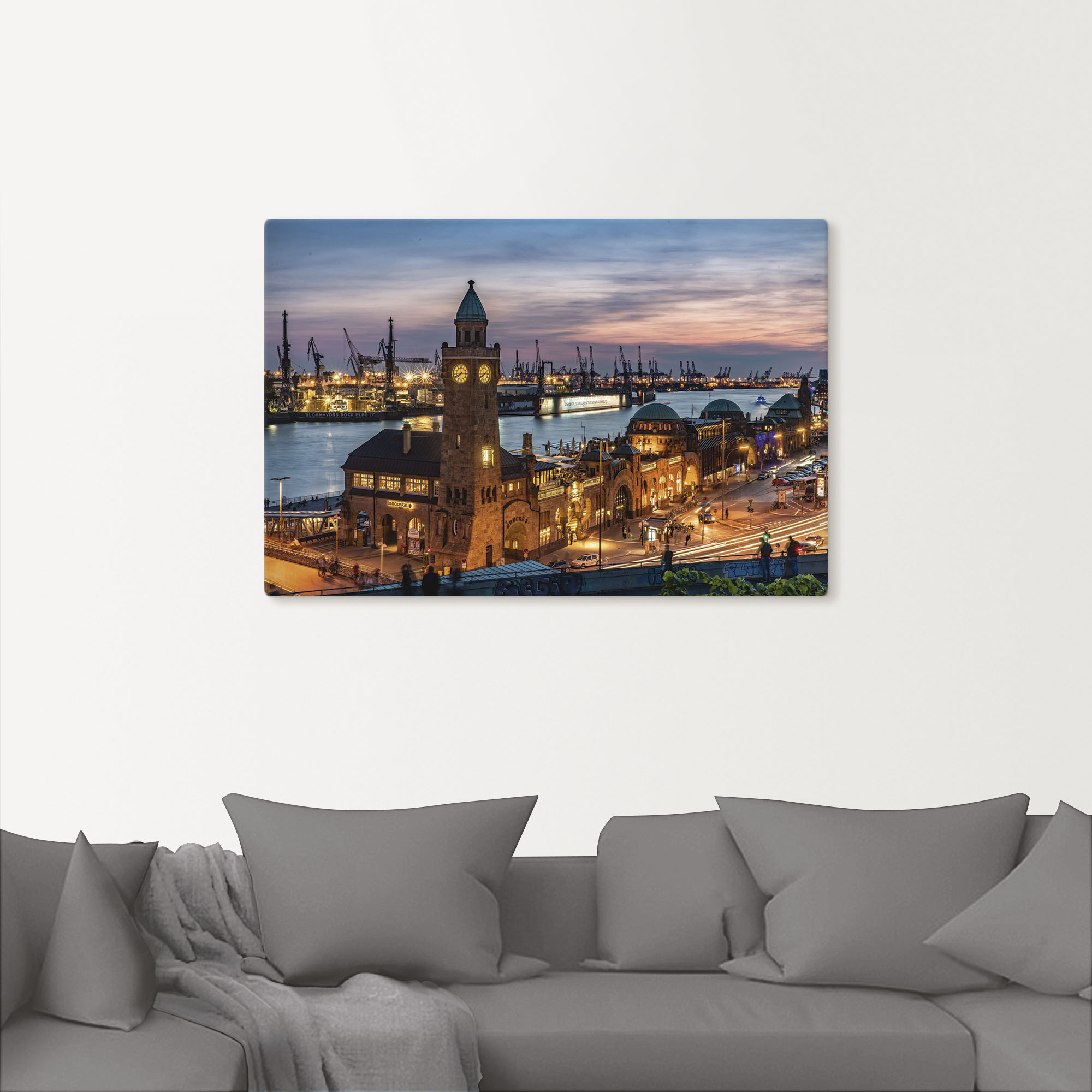 Thumbnail - Artland Wandbild "Landungsbrücken Hamburg" Hamburg 1 Stk. tlg. als Alubild, Outdoorbild, Leinwandbild, Poster in verschi...