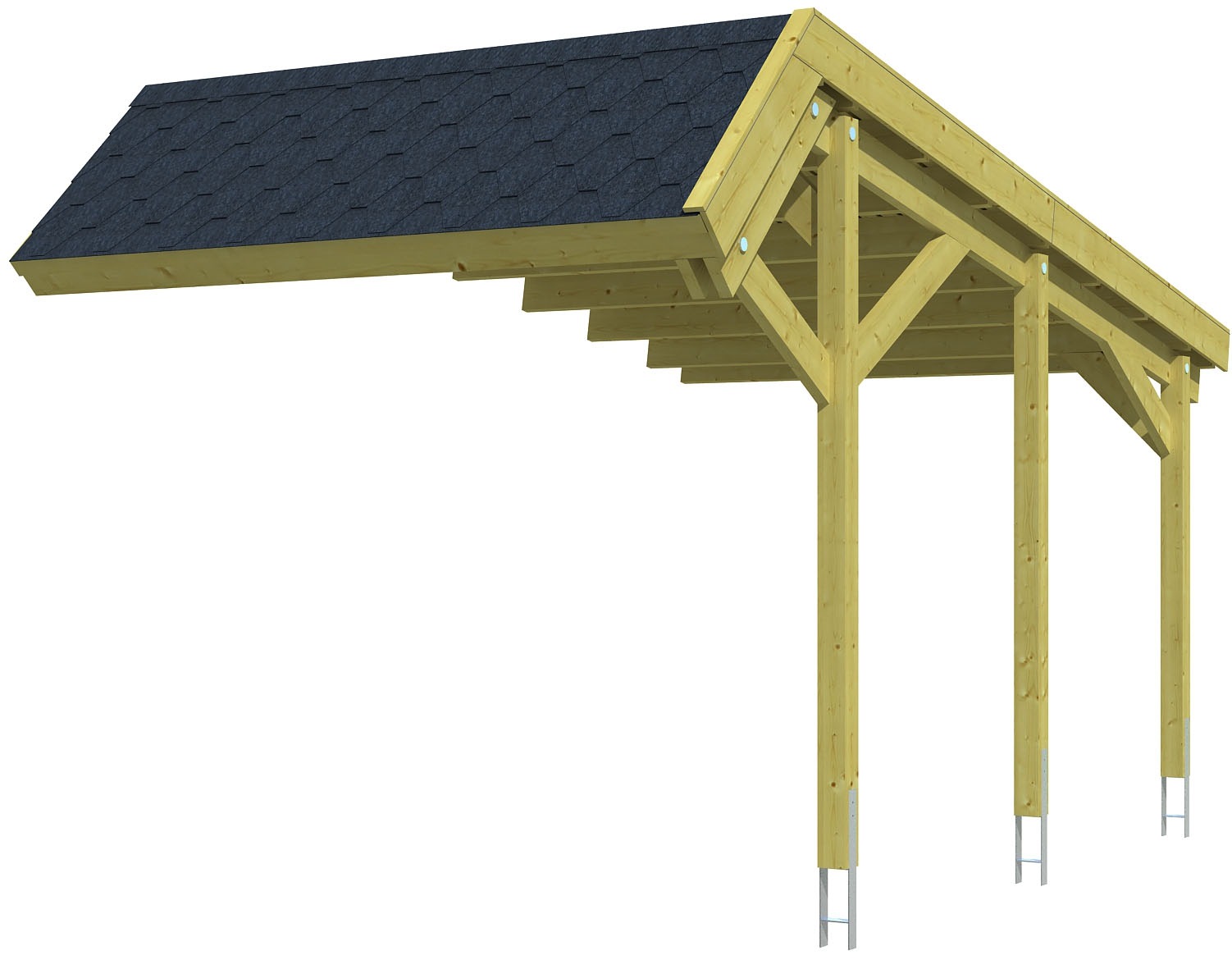 Skanholz Einzelcarport "Harz Stellplatzerweiterung", Nadelholz, 291 cm, Grün, mit schwarzen Dachschindeln