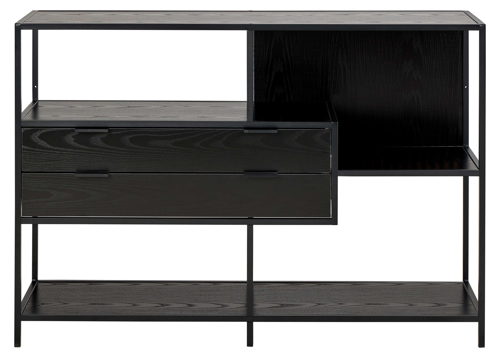 ACTONA GROUP Regal »Seaford, Standregal, Regal, Raumteiler« 114x35x78 cm,  schwarzer Stahlrahmen, 2 Schubladen, Wendemodul, Breite 114 cm