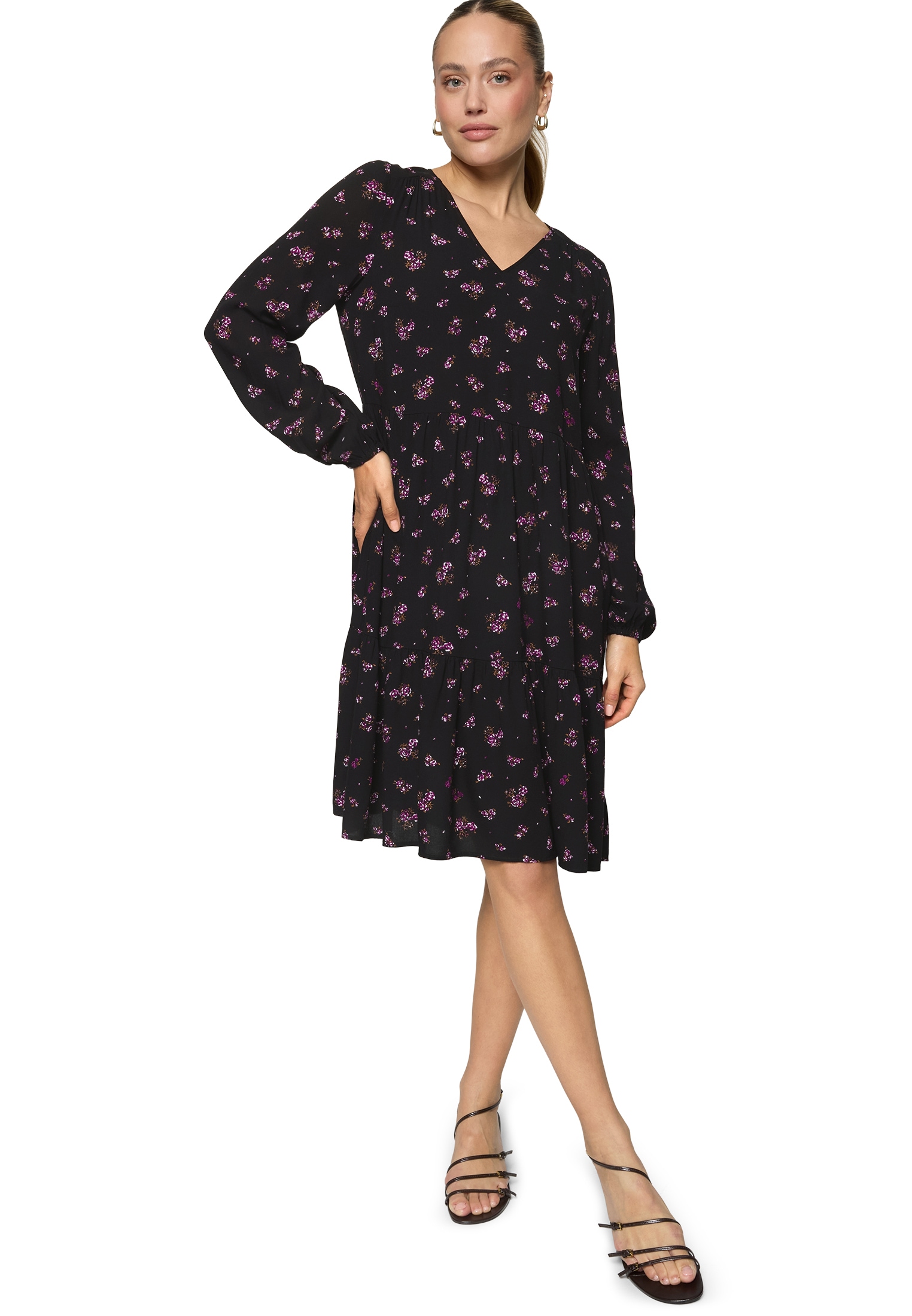 Zero Sommerkleid »Damen mit Blumen« drapiert / gerafft