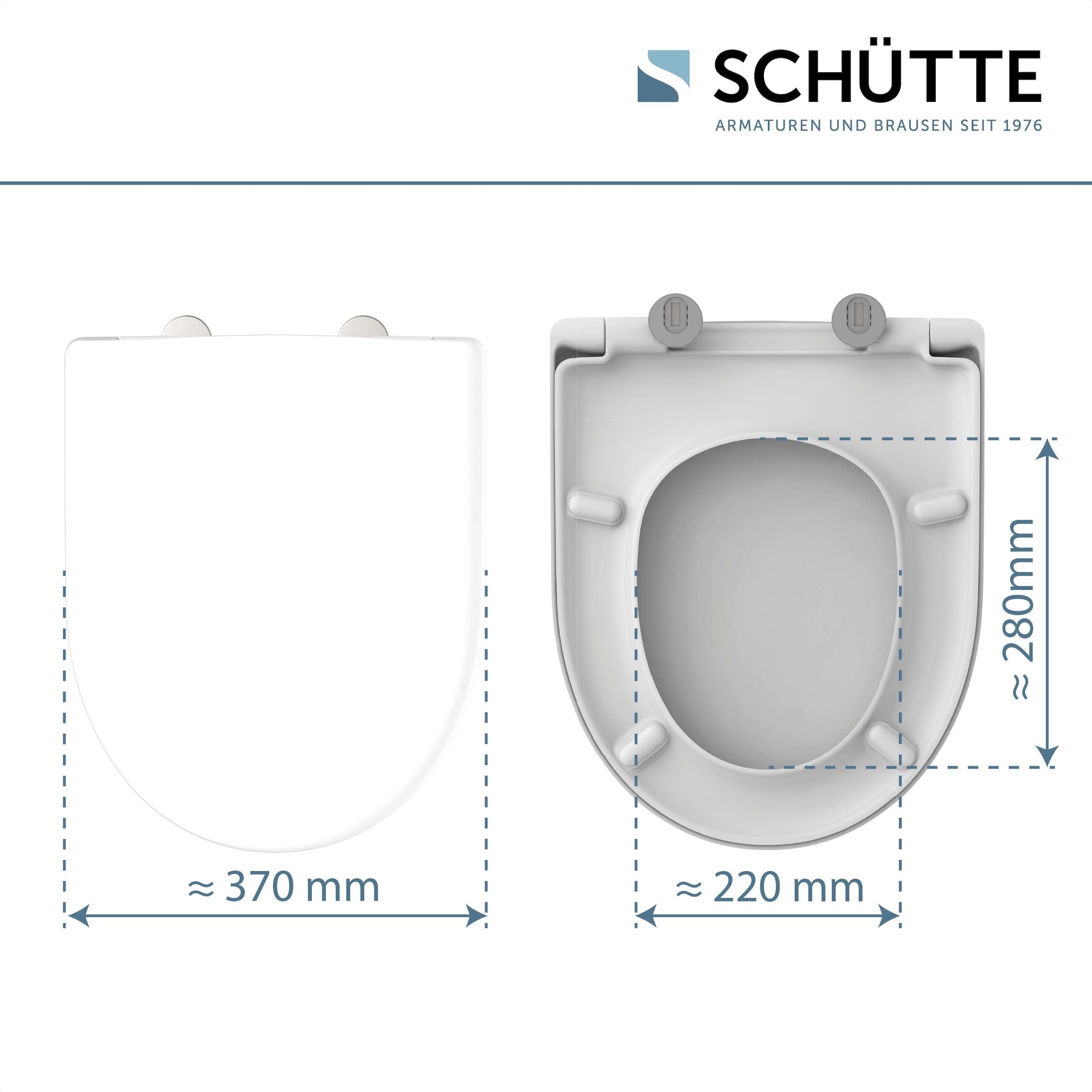 Schütte WC-Sitz »Duroplast, WHITE D-Form PRO 3«, (WC-Sitz, Befestigungsmaterial, Montageanleitung), mit Absenkautomatik und Schnellverschluss