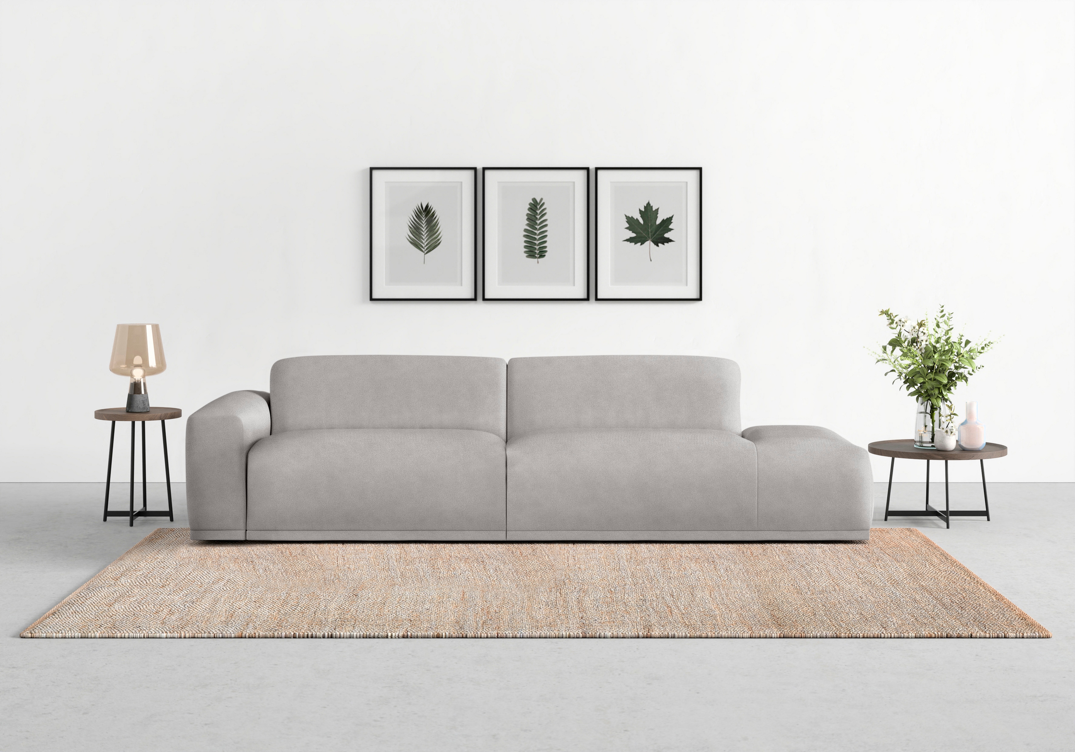 TRENDMANUFAKTUR Big-Sofa "Braga, mit hochwertigem Kaltschaum, Megasofa, Japandi-Design" modernes Big-Sofa, Couch mit hohem Sitzkomfort, 277/72/107 cm (B/H/T)
