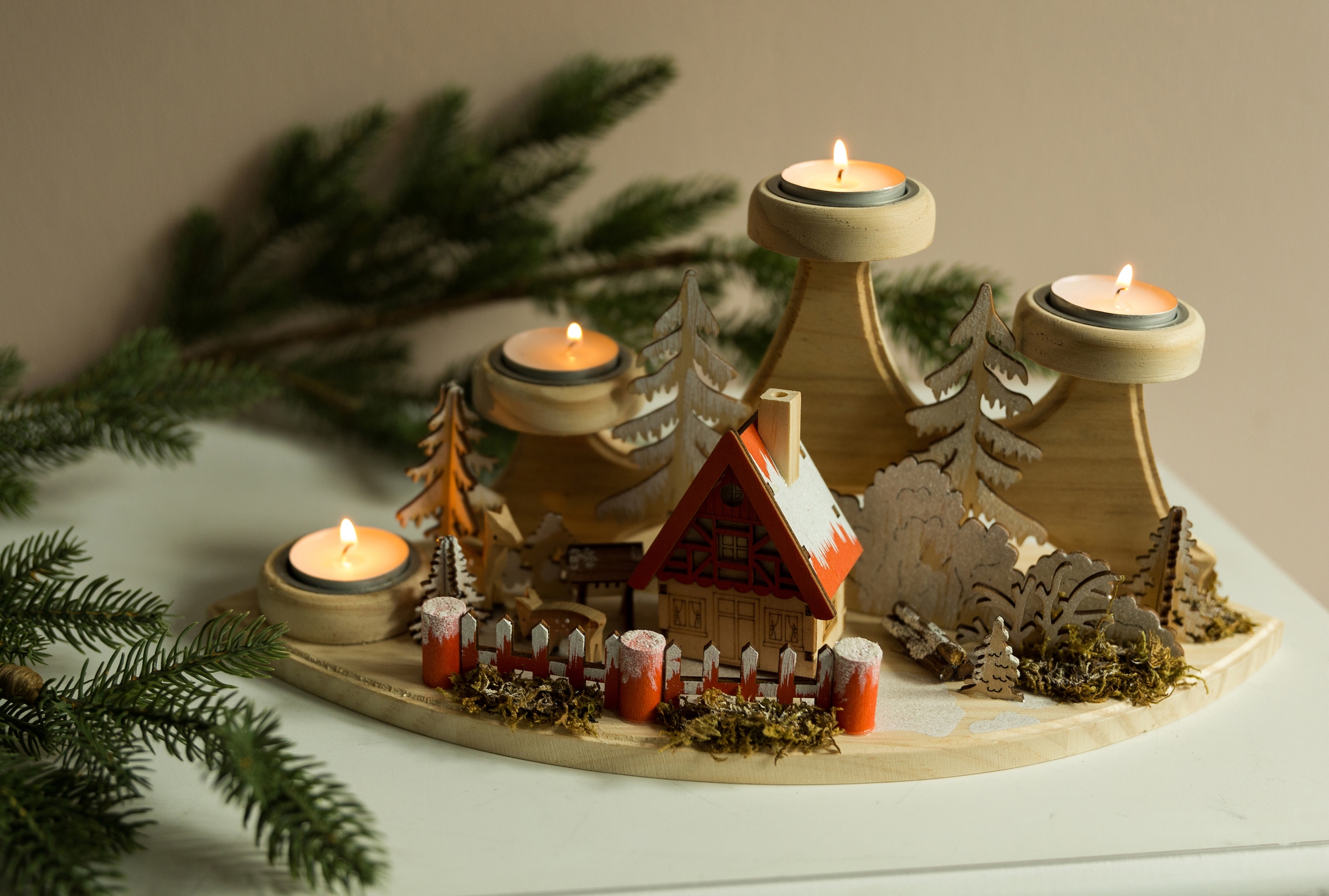 BAUR Holz »Weihnachtsdeko«, Winterlandschaft aus my | Teelichthalter bestellen home St.), (1