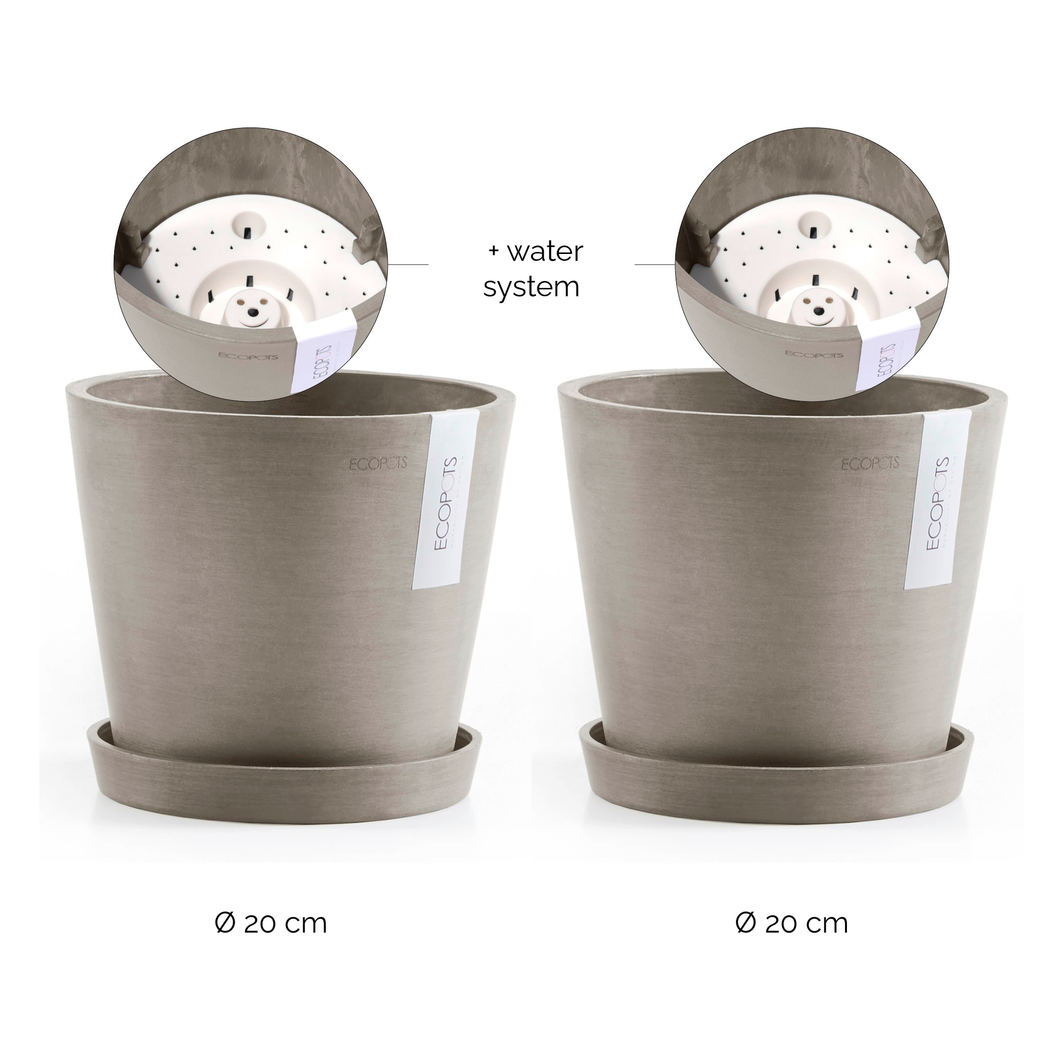ECOPOTS Blumentopf »Amsterdam«, (Set, 2 St.), mit passenden Untersetzern