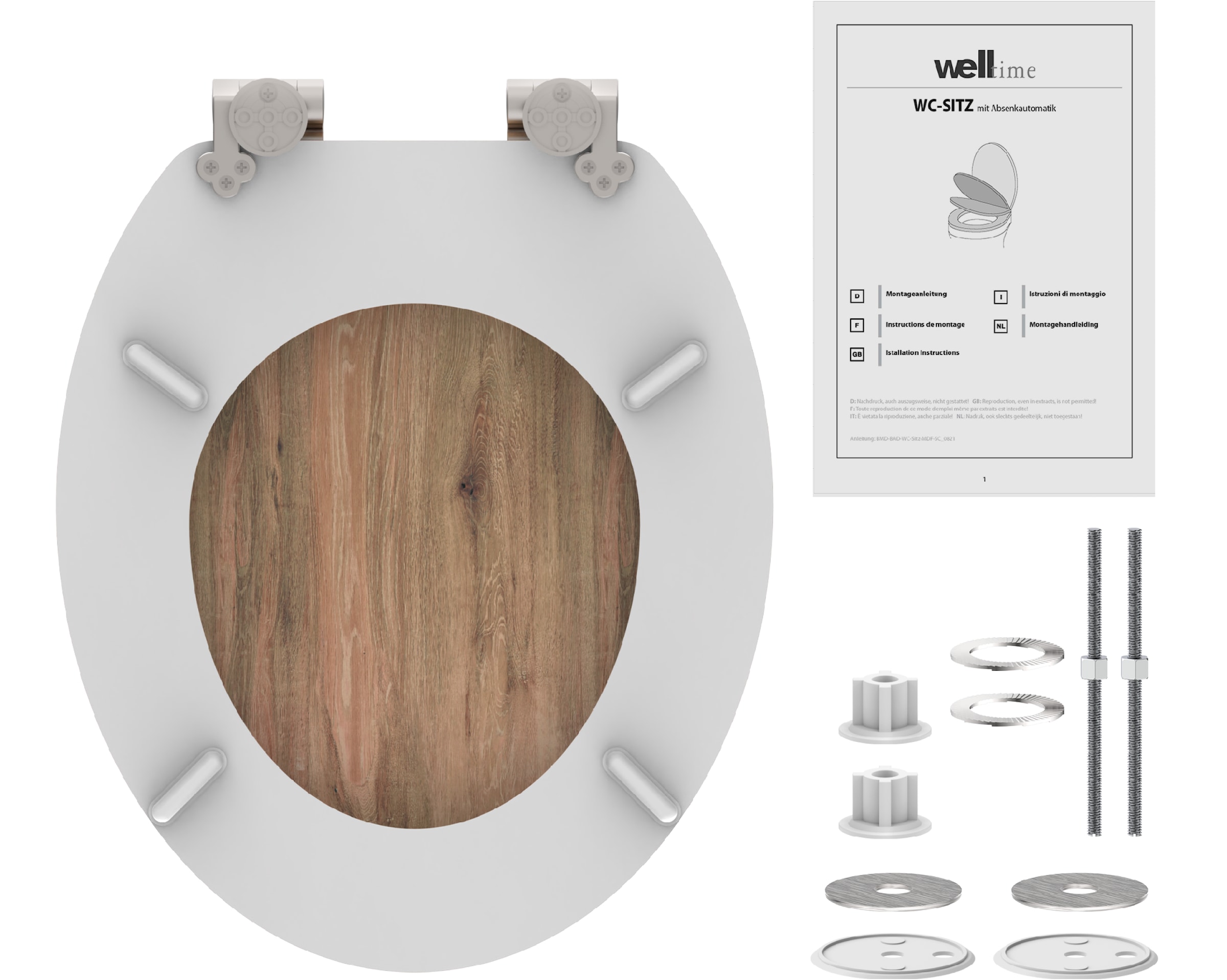 welltime WC-Sitz »Light Wood«, mit Absenkautomatik, MDF, kratzfest