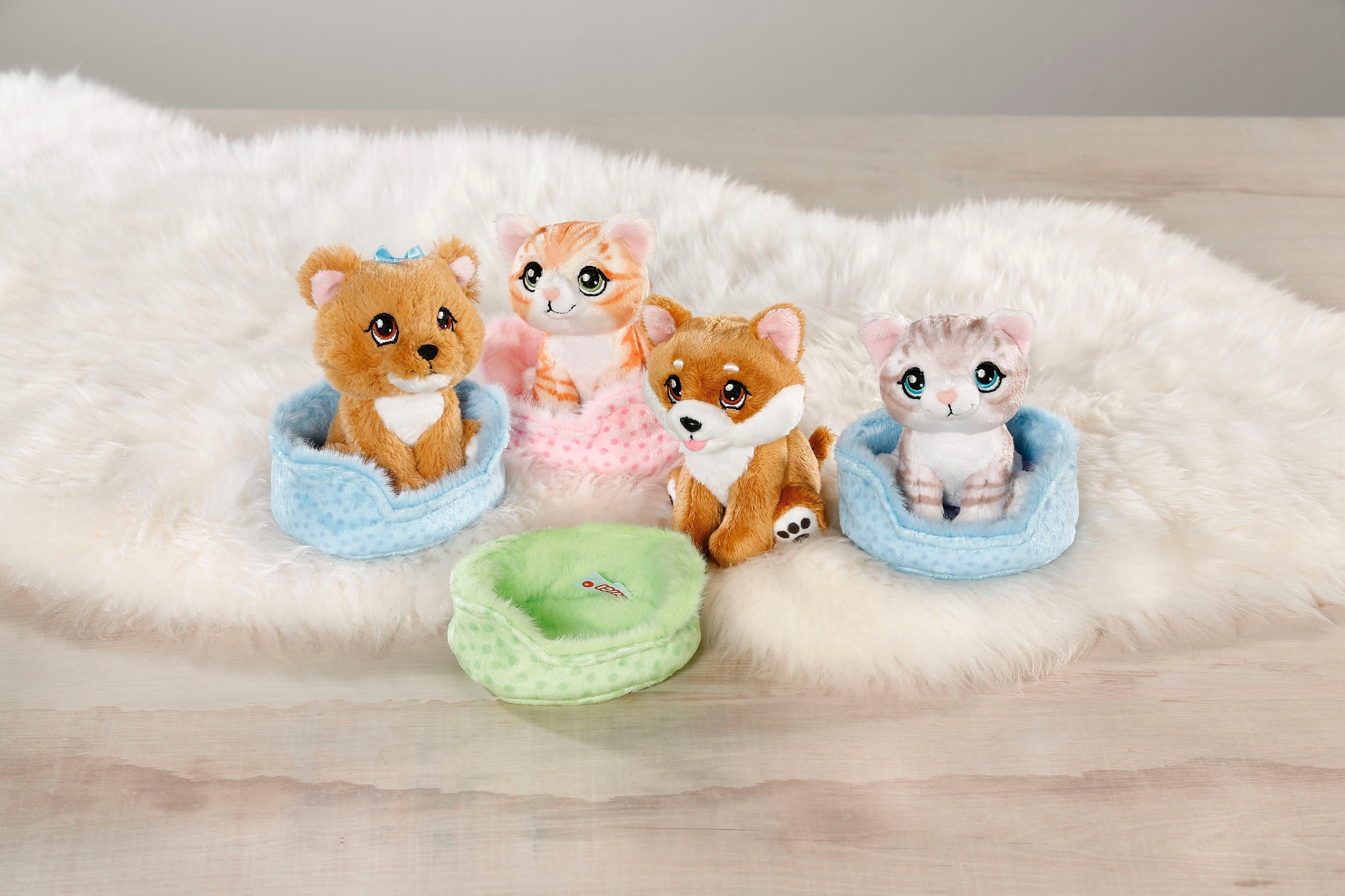 Nici Kuscheltier »Little Paws, Katze rot getigert, 12 cm, im Körbchen rosa«