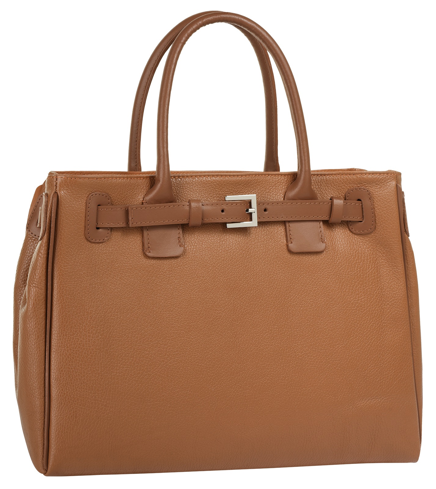 Cluty Damen Leder Handtasche Cognac 2