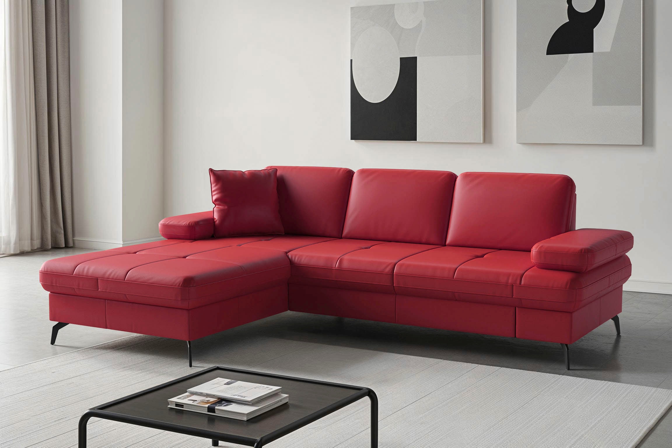 Sit & More Morris Jubi Corner Sofa Fire Red 247cm 9