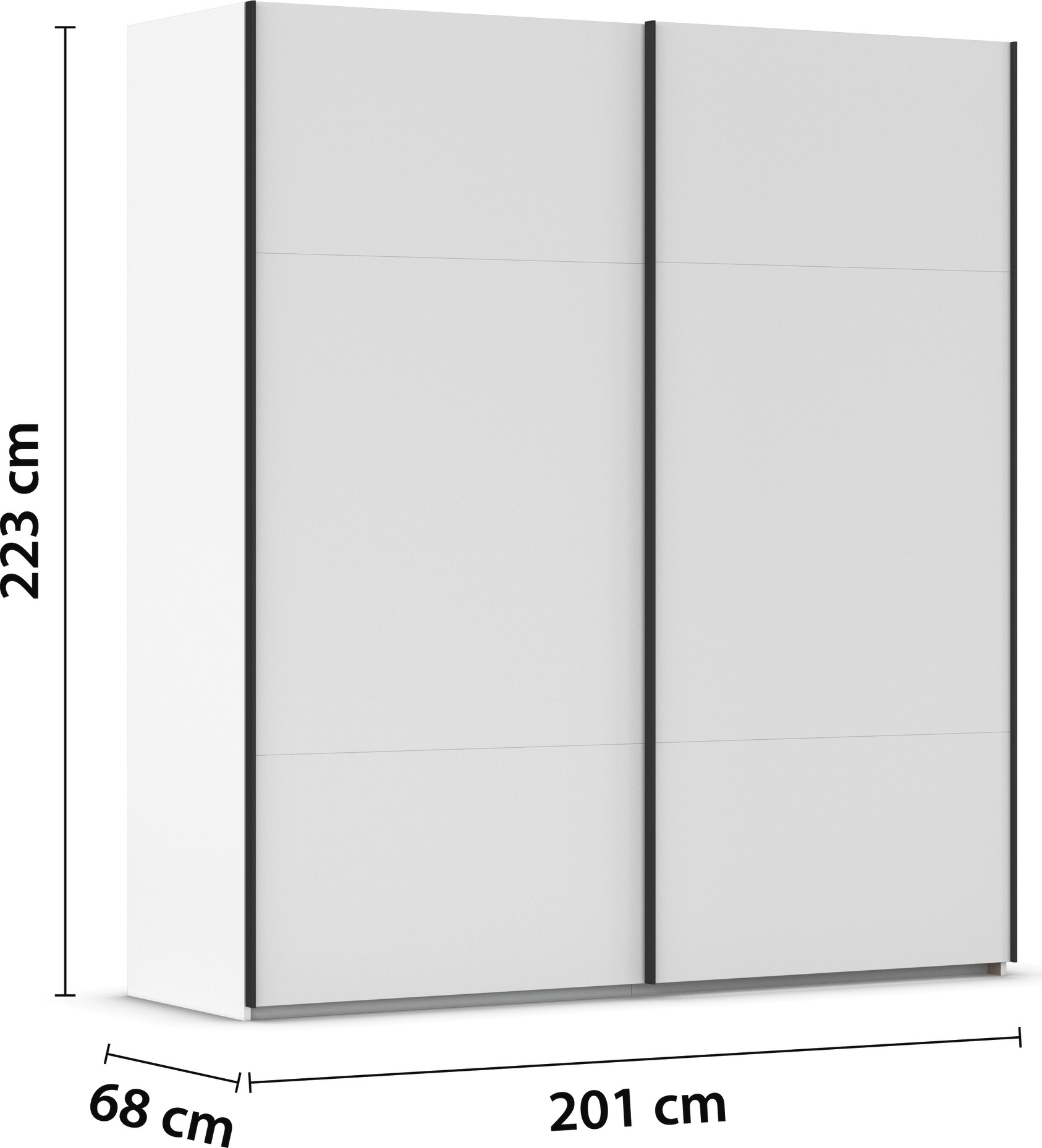 rauch Schwebetürenschrank »Kleiderschrank Schrank Garderobe Schlafzimmerschrank CONTIDO«, (in 3 verschiedenen Ausstattungen BASIC/CLASSIC/PREMIUM), aus hochwertigem Material in 6 Breiten 2 Griff-Farben MADE IN GERMANY