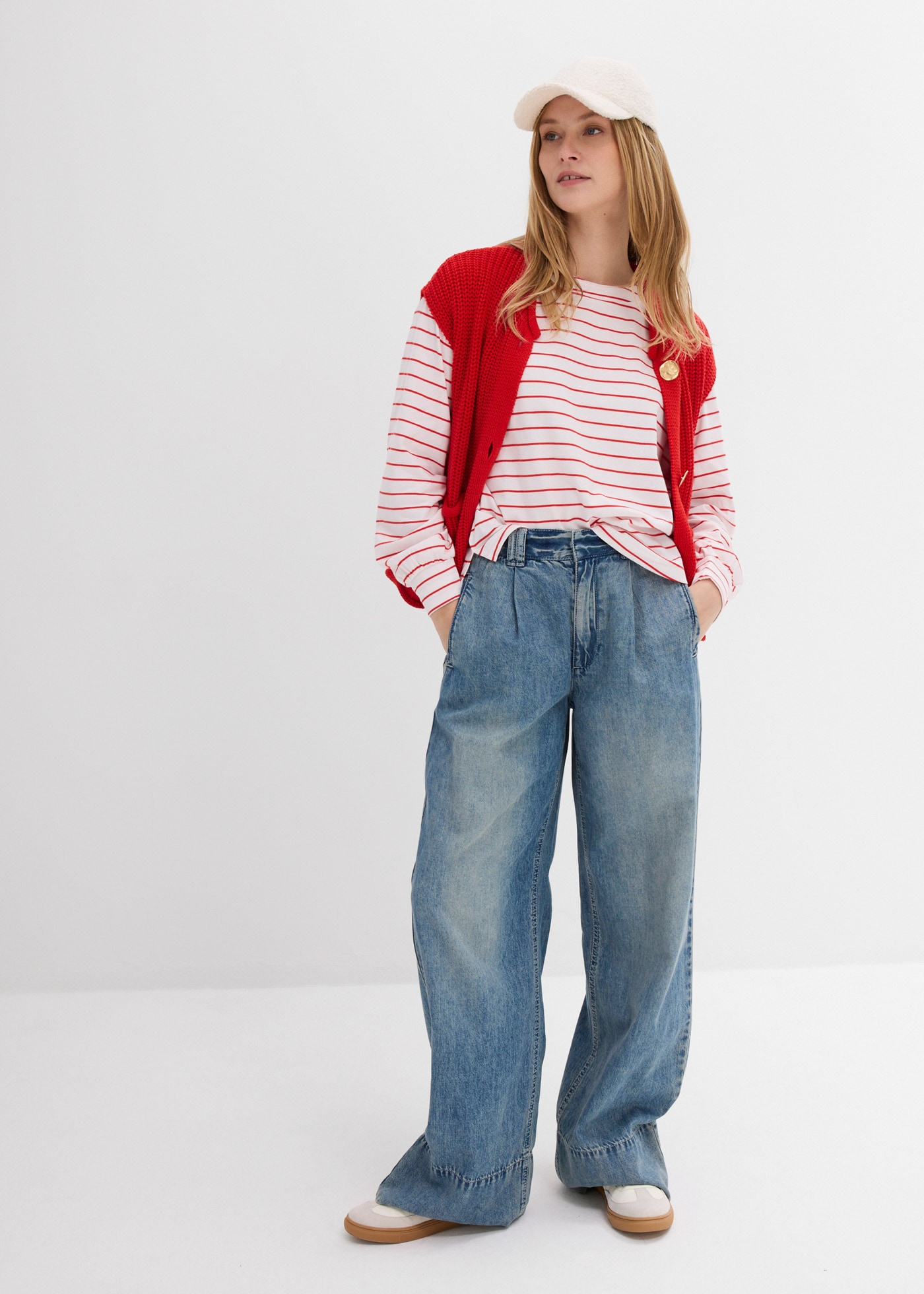 bonprix Langarmshirt 1 lockere Passform mit überschnittenen Schultern, mit Ballon-Ärmeln