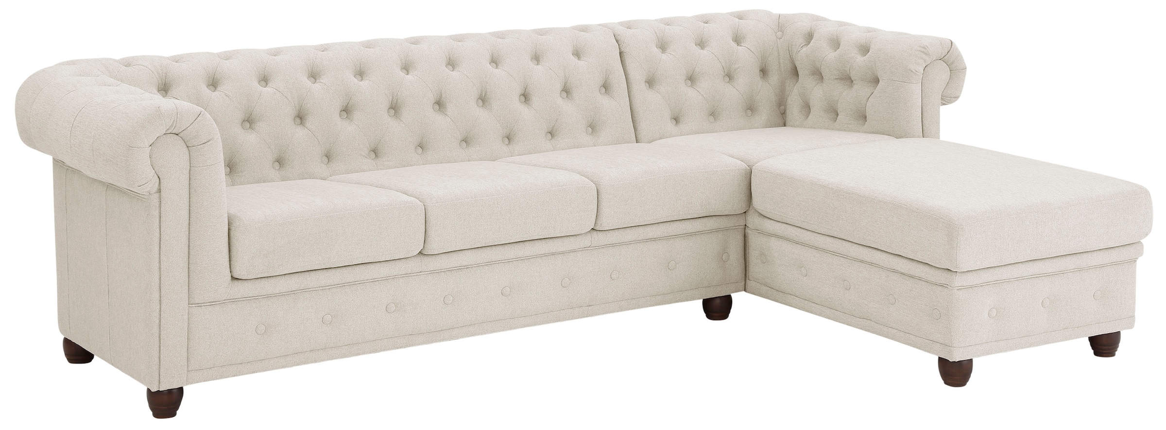 Home affaire Chesterfield-Sofa »New Castle L-Form«, hochwertige Knopfheftung in Chesterfield-Design, B/T/H: 255(171/72)