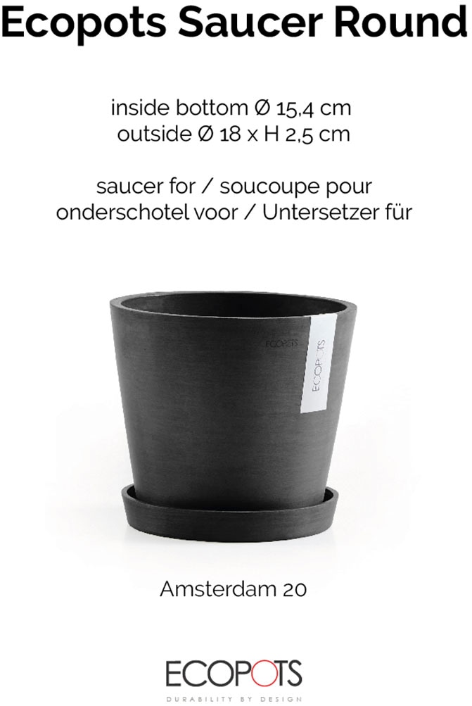 ECOPOTS Blumentopfuntersetzer »ROUND SAUCER Dark Grey« BxTxH: 18x18x2,5 cm