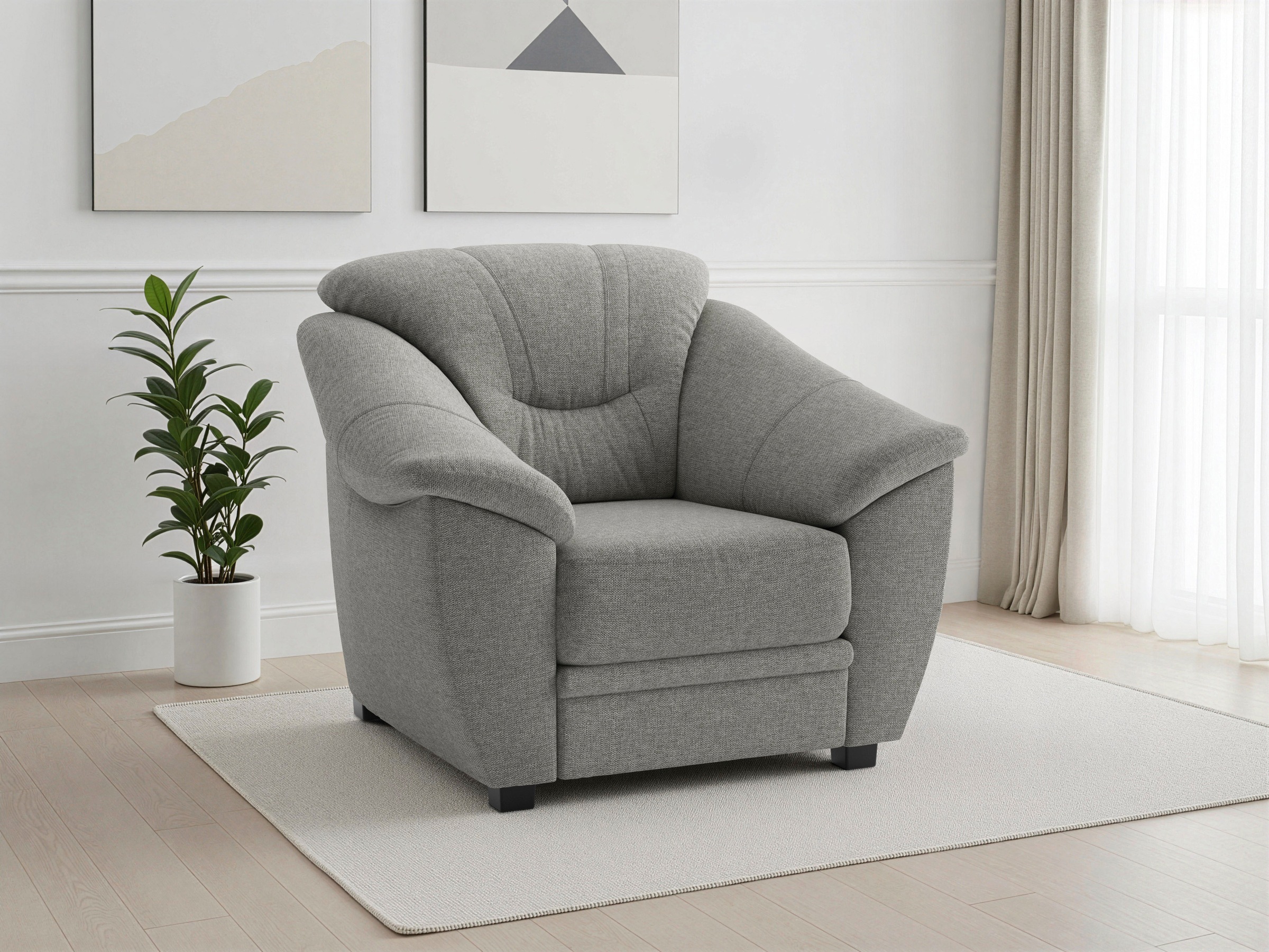 sit&more Sessel "Savona, B: 103 cm, Federkern-Polsterung, komfortable Sitzhöhe 46 cm" Bequeme Armlehnen, Ziernähte, frei im Raum stellbar, zeitloses Design