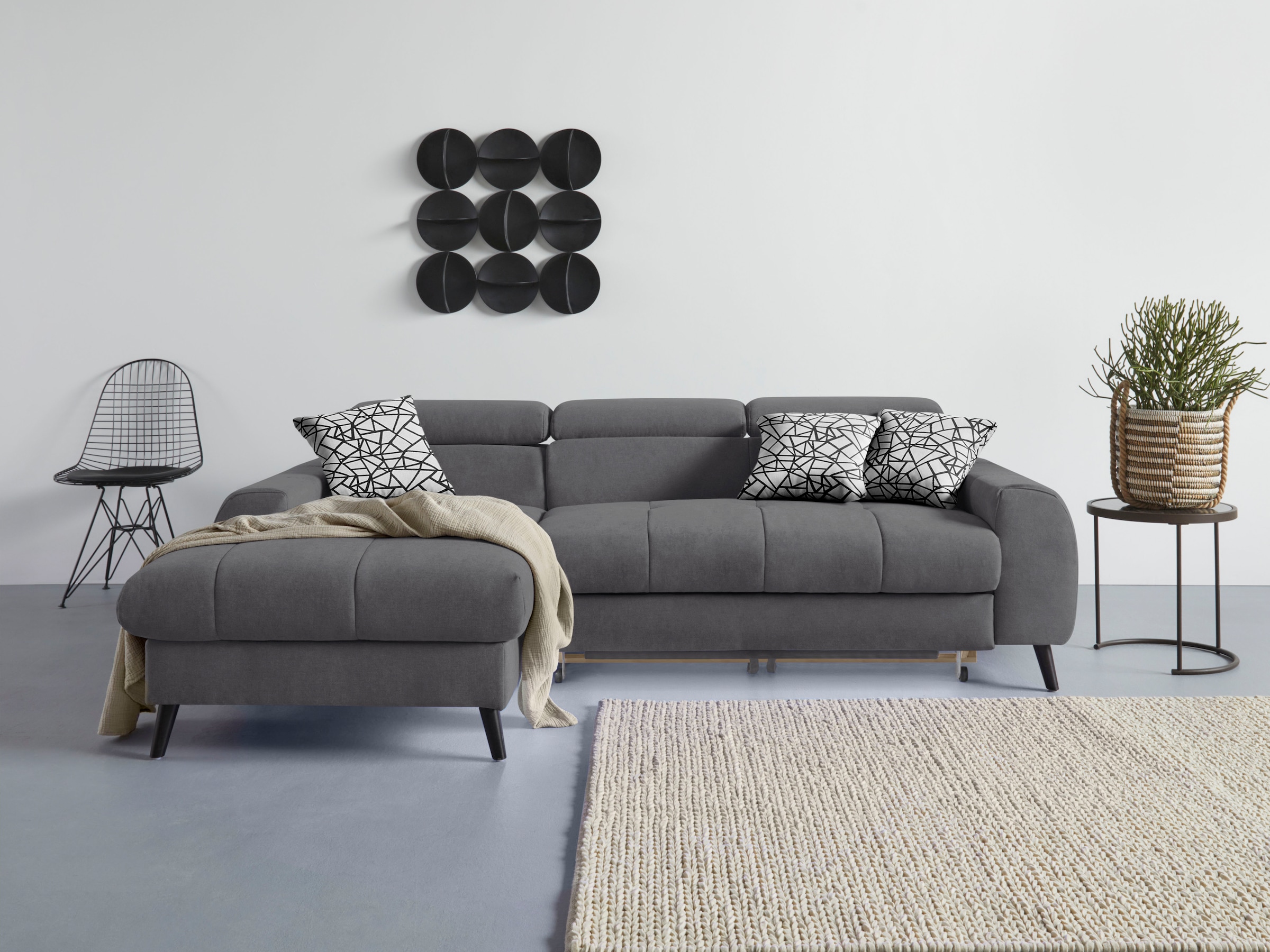 COTTA Ecksofa "Mia L-Form mit 3 Zierkissen", wahlweise mit Bettfunktion, Be günstig online kaufen