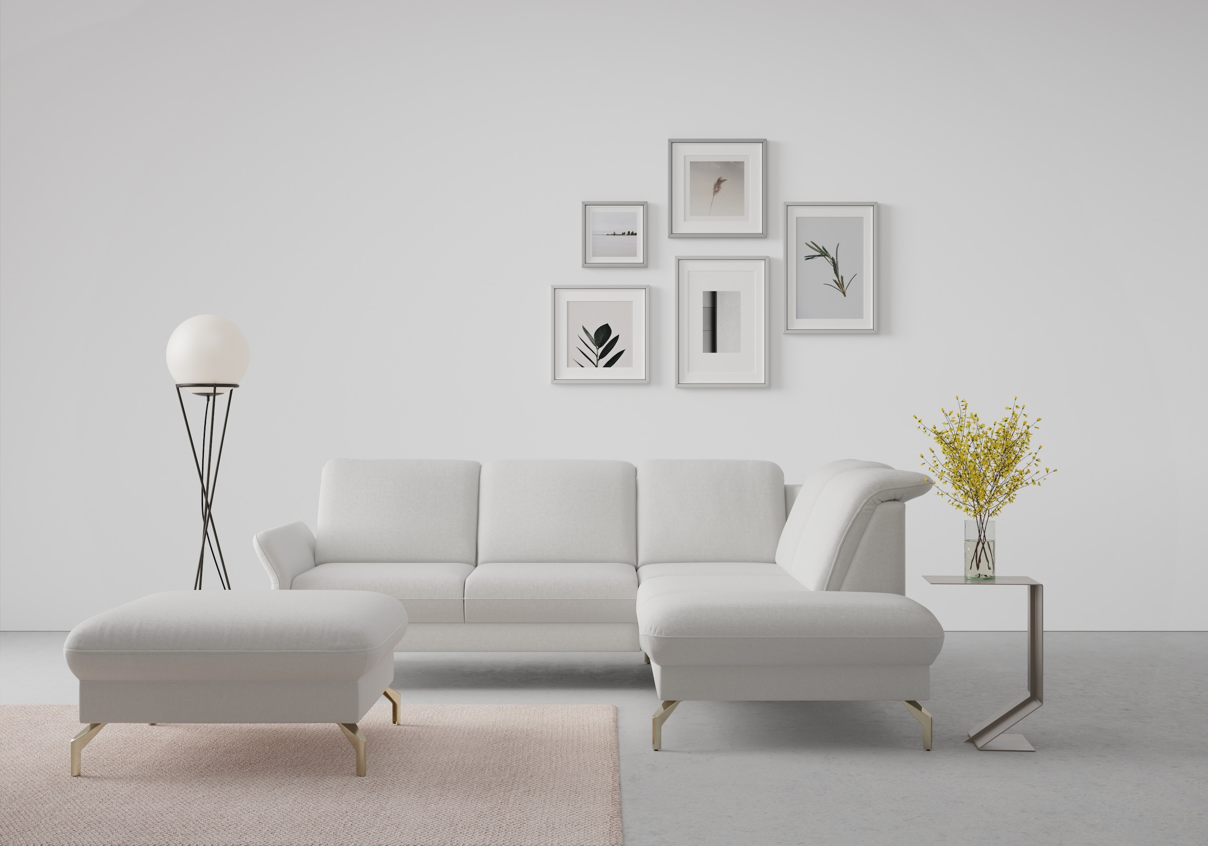sit&more Ecksofa "Fashion L-Form" wahlweise mit Kopfteilverstellung, Vorziehsitz, motorisch, Nickelfüße