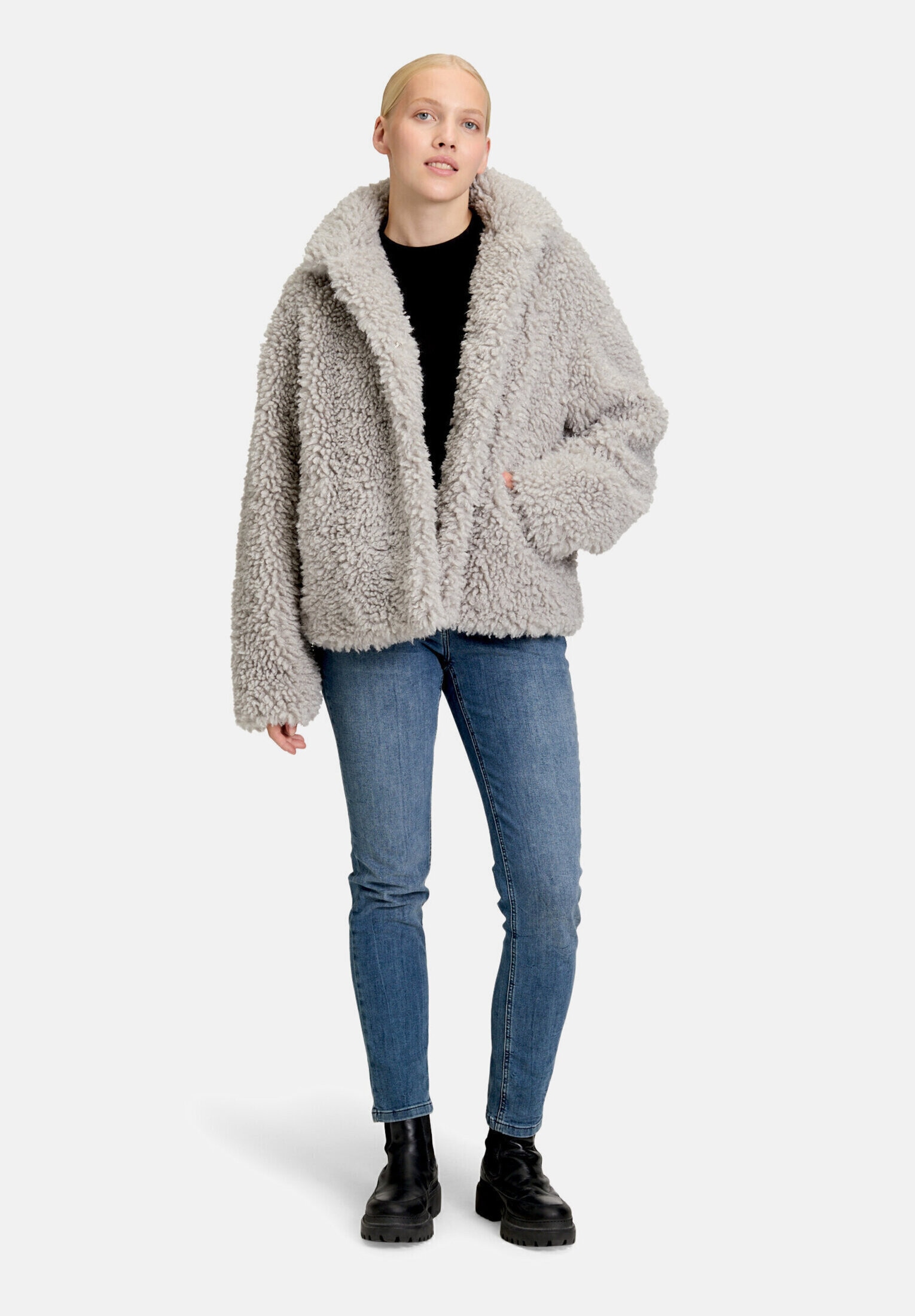 Amber & June Plüschjacke "Damen mit Stehkragen"