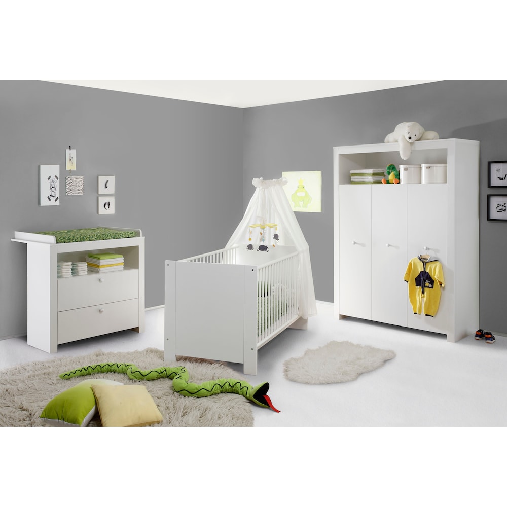 Babyzimmer-Komplettset »Olivia«, (Set, 3 St., Bett, Wickelkommode, Schrank), Bett +...