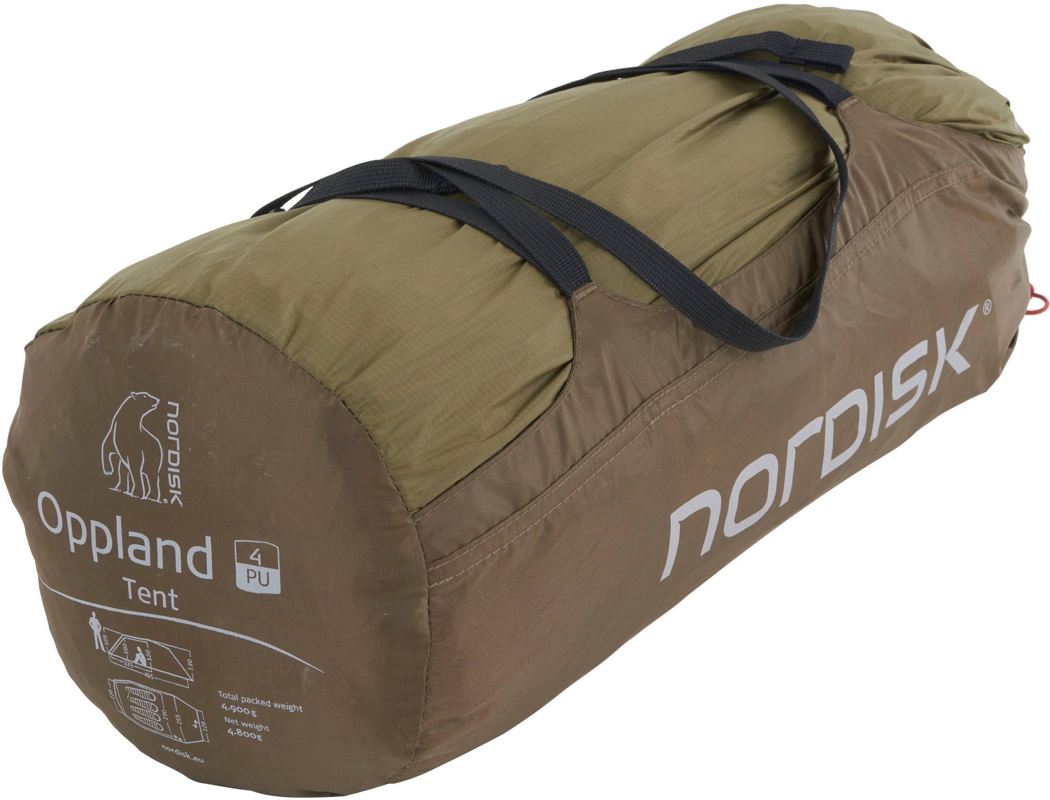 Nordisk Tunnelzelt »Oppland 4 PU Tent Dark Olive«, 4 Personen, (Packung, 1 tlg.)
