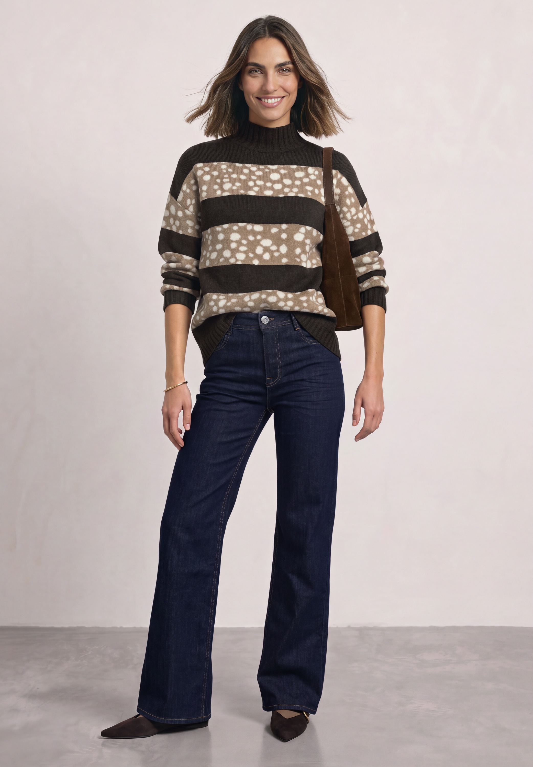STREET ONE Stehkragenpullover mit Punkten