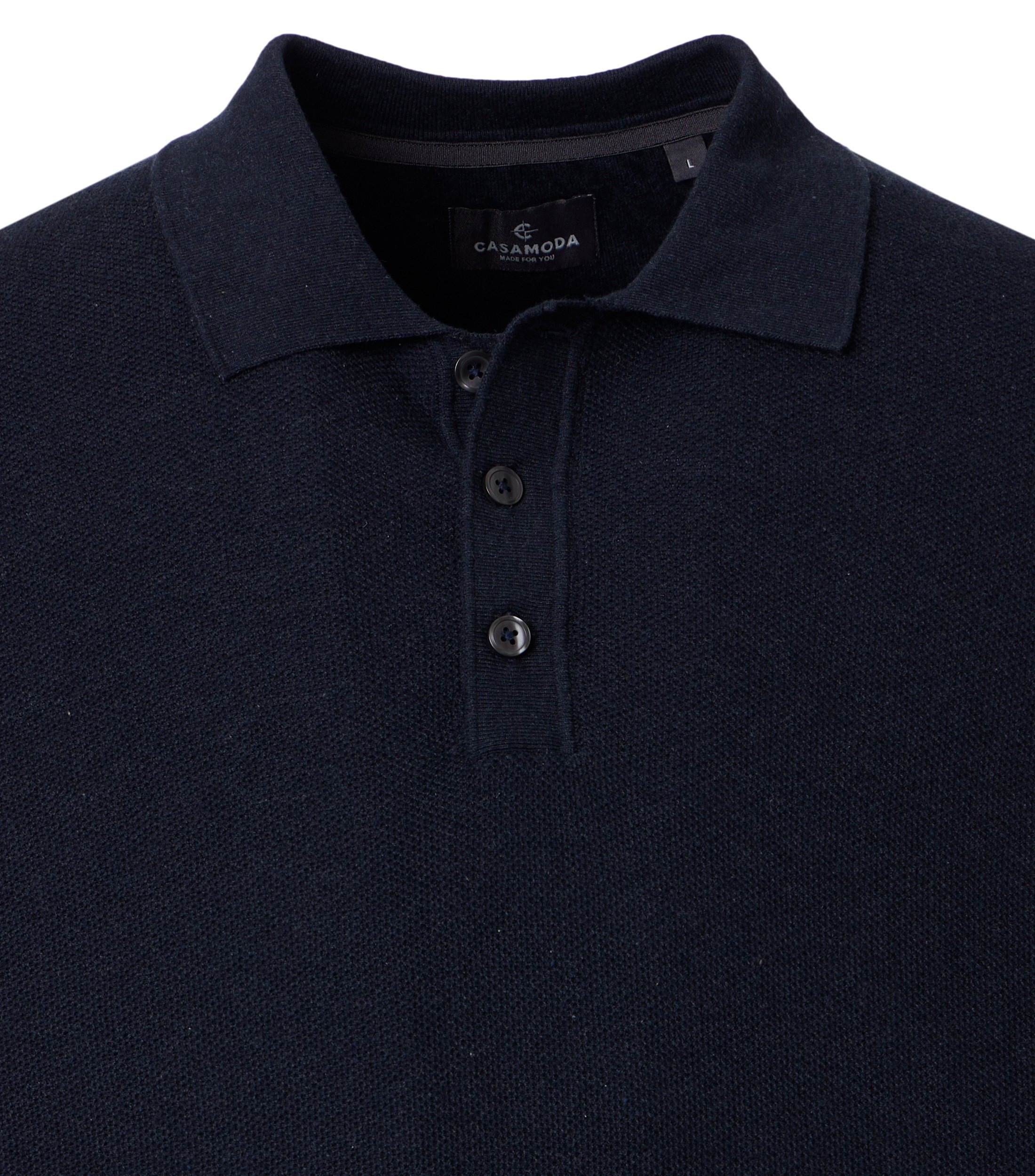 CASAMODA Long Sleeve Polo Shirt uni Dark Blue 2