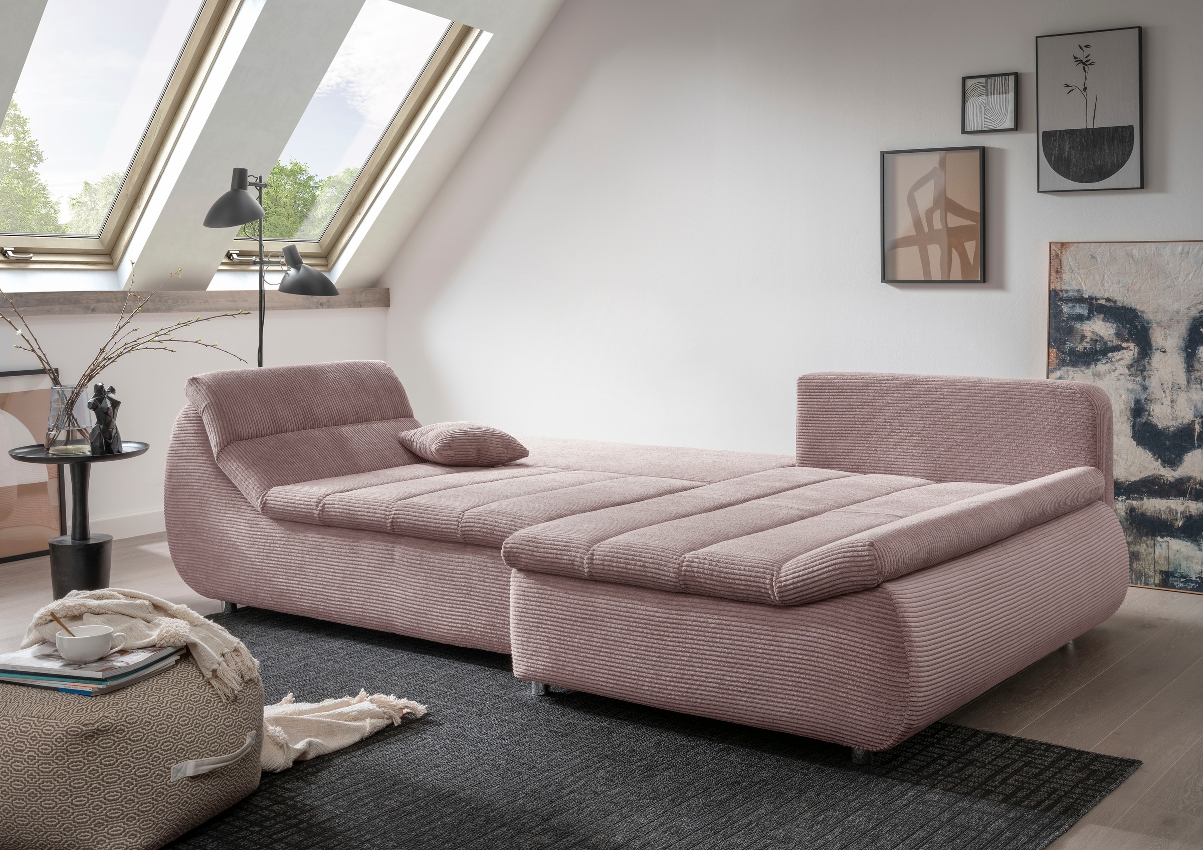 INOSIGN Ecksofa "Imola elegant und bequem, aktuelle Steppung im Sitz, L-For günstig online kaufen